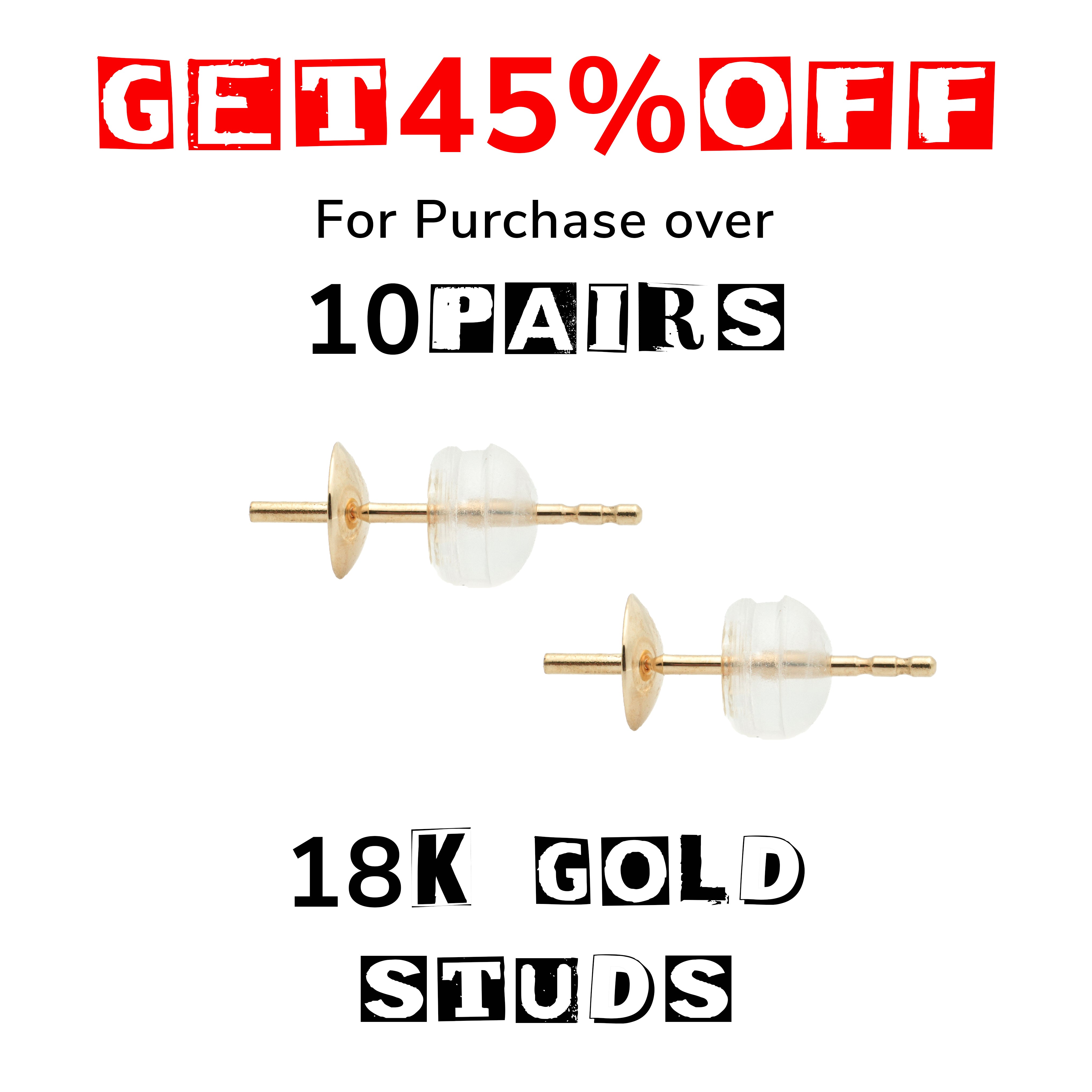 10 PAIRS 18k Gold Studs WHOLESALE