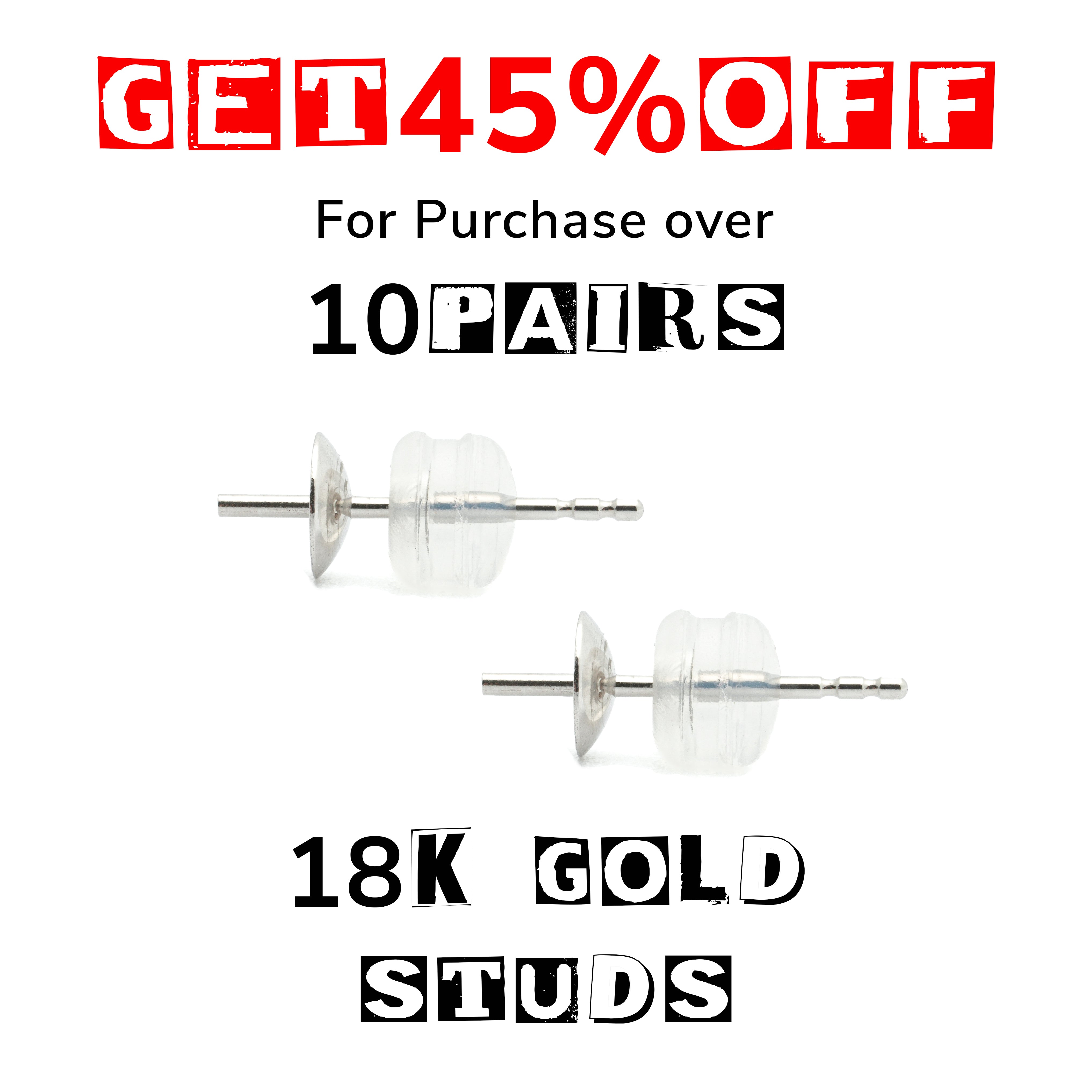 10 PAIRS 18k Gold Studs WHOLESALE