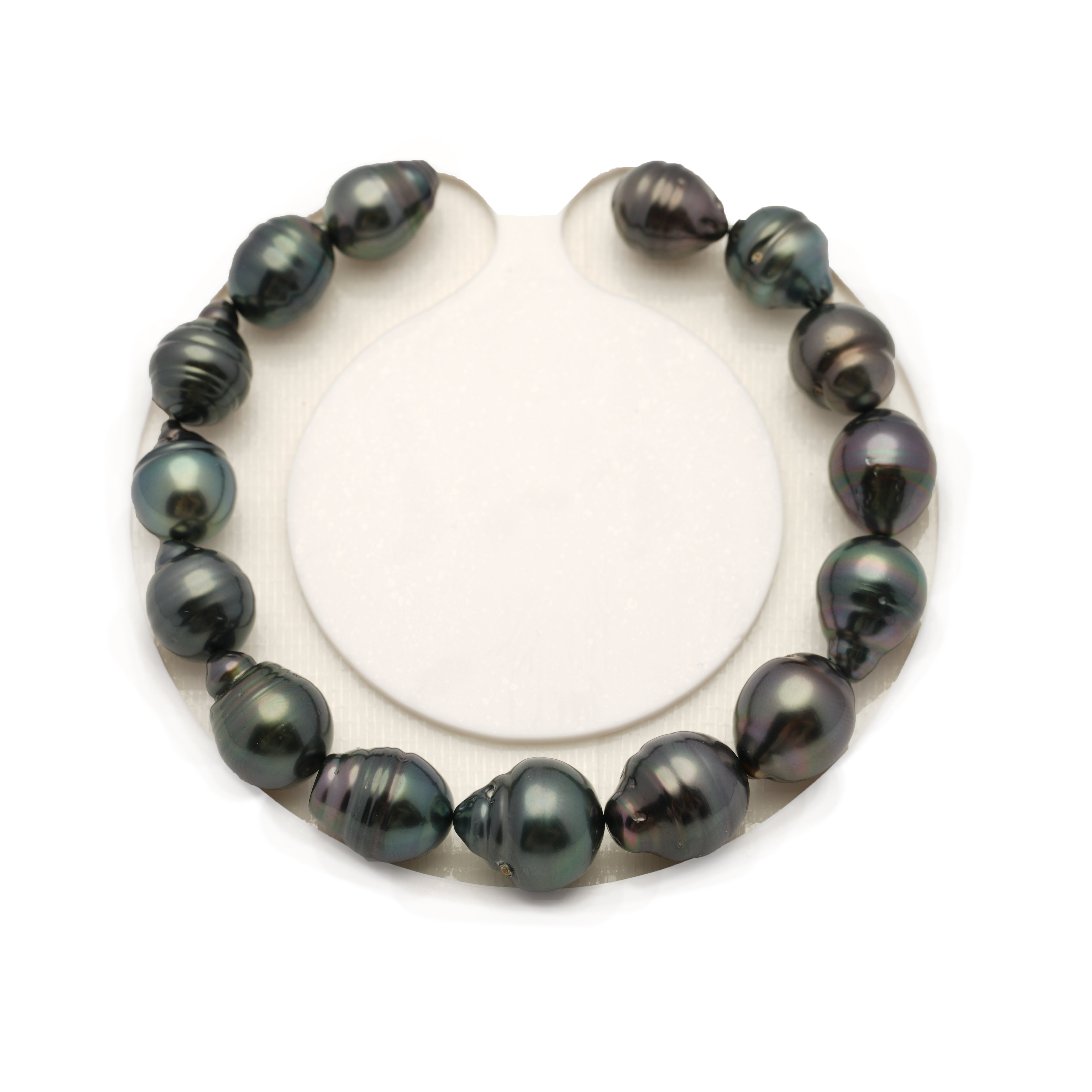 15pcs Dark Green 8-10mm - SB/CL AAA/AA Quality Tahitian Pearl Bracelet BR2529 LP4