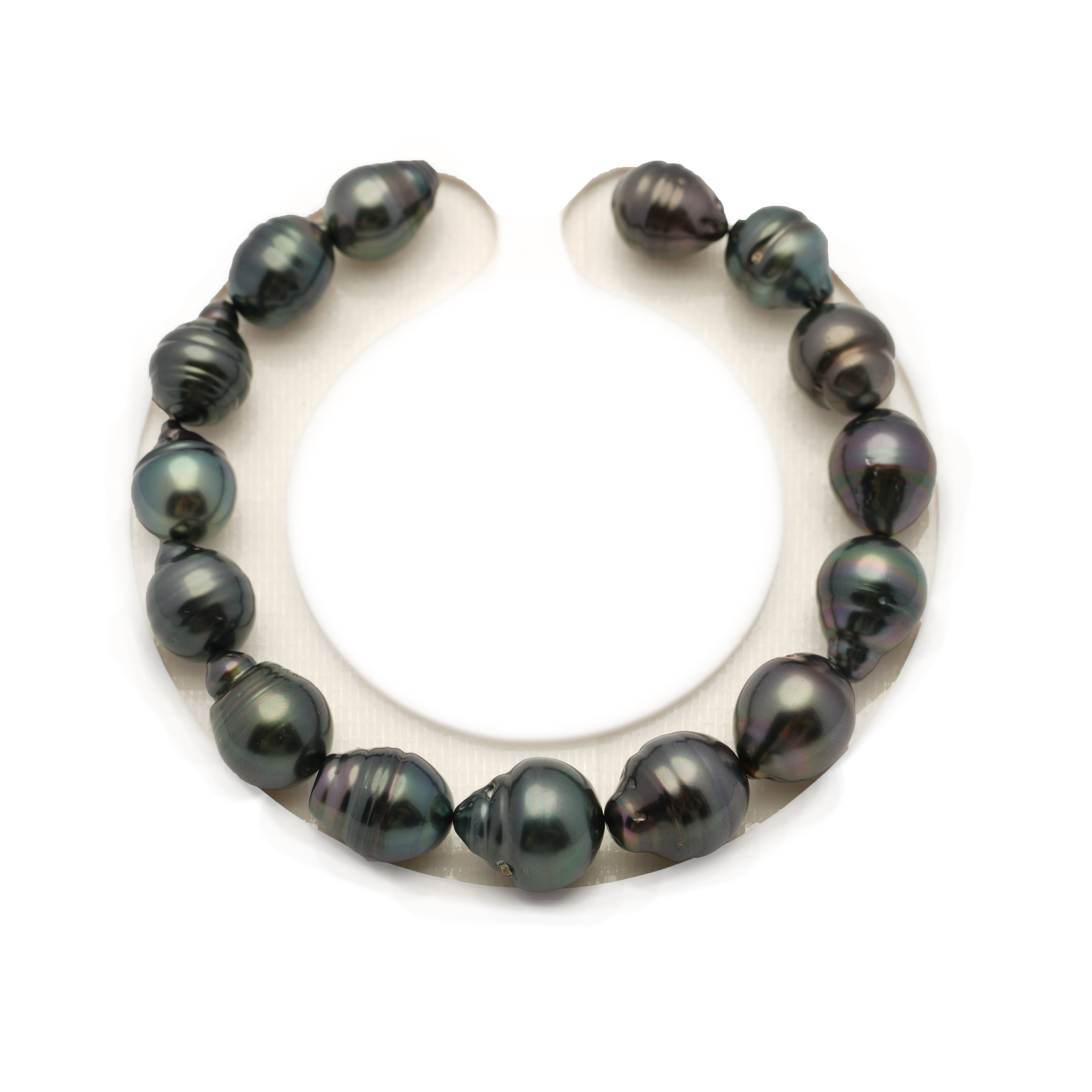 15pcs Dark Green 8-10mm - SB/CL AAA/AA Quality Tahitian Pearl Bracelet BR2529 LP4
