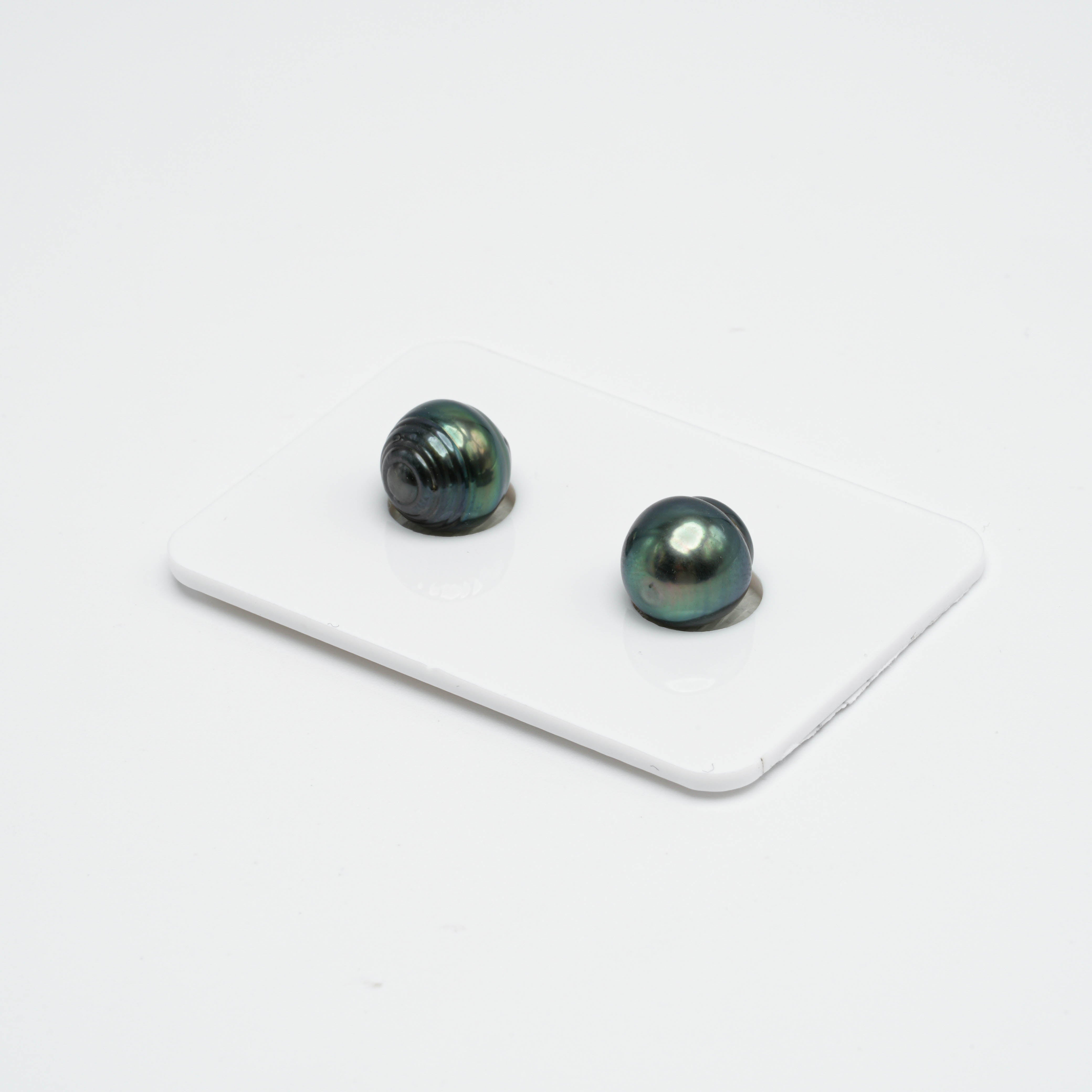 2pcs Green 9-9.3mm - CL AA/AAA Quality Tahitian Pearl Pair ER1162