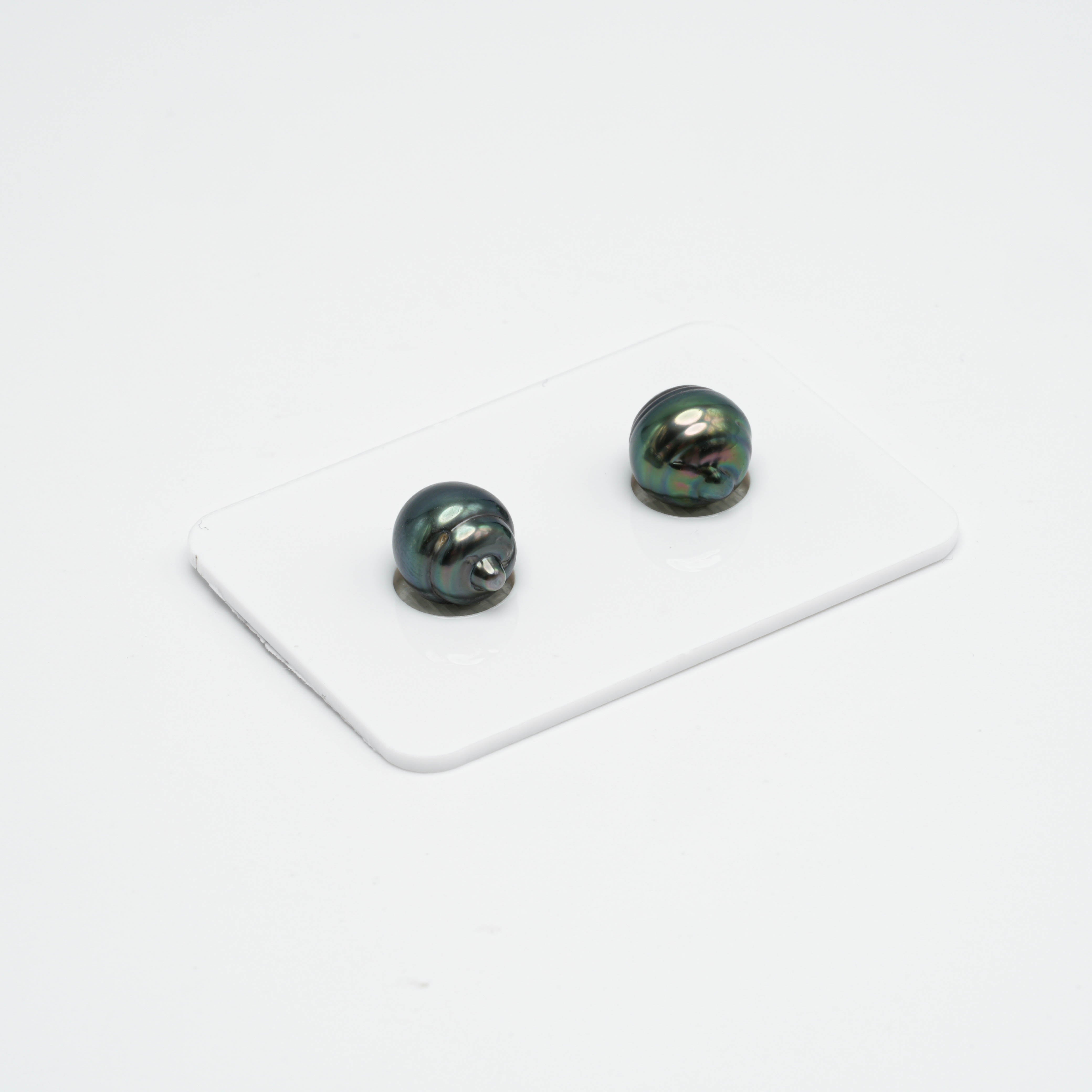 2pcs Green 9-9.3mm - CL AA/AAA Quality Tahitian Pearl Pair ER1162