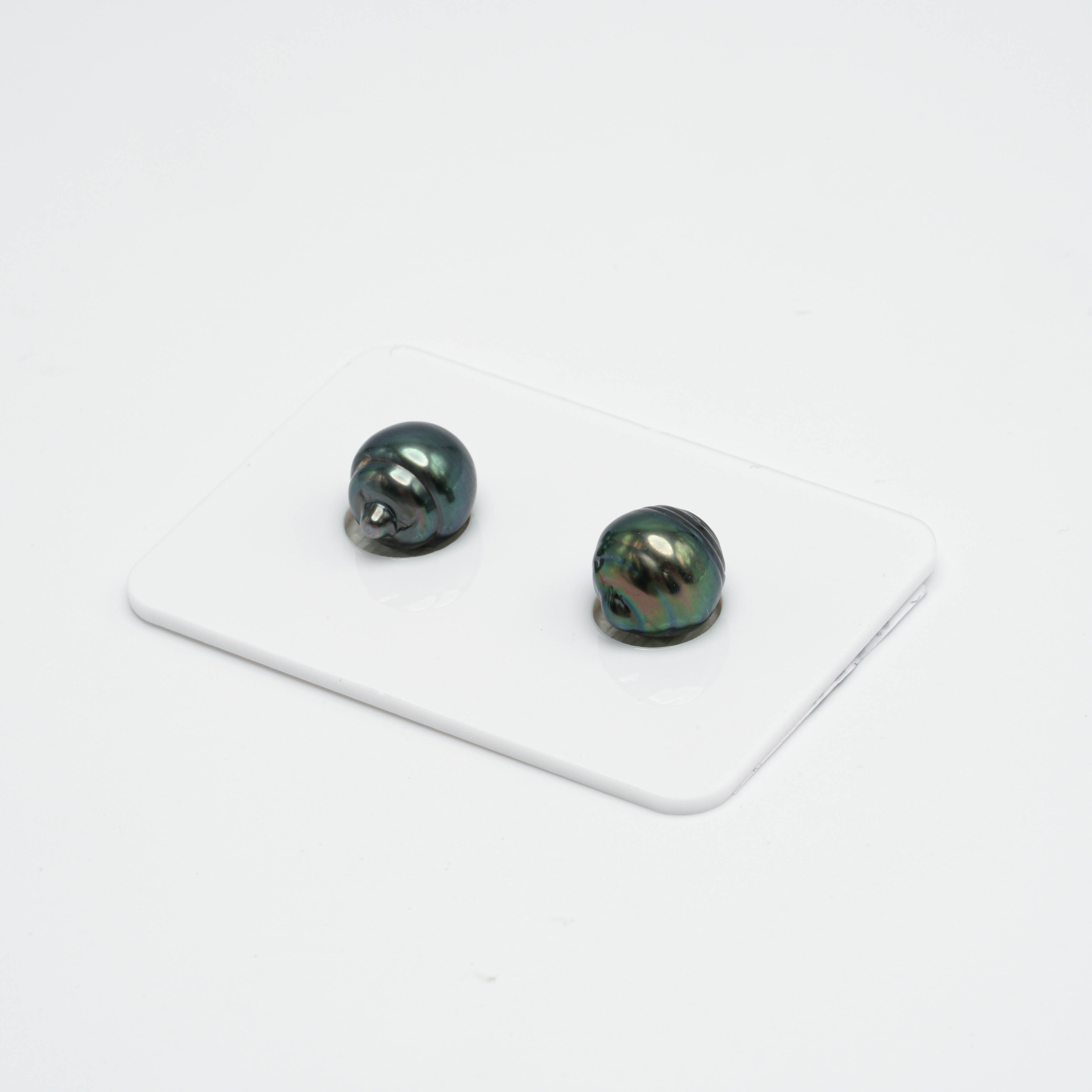 2pcs Green 9-9.3mm - CL AA/AAA Quality Tahitian Pearl Pair ER1162