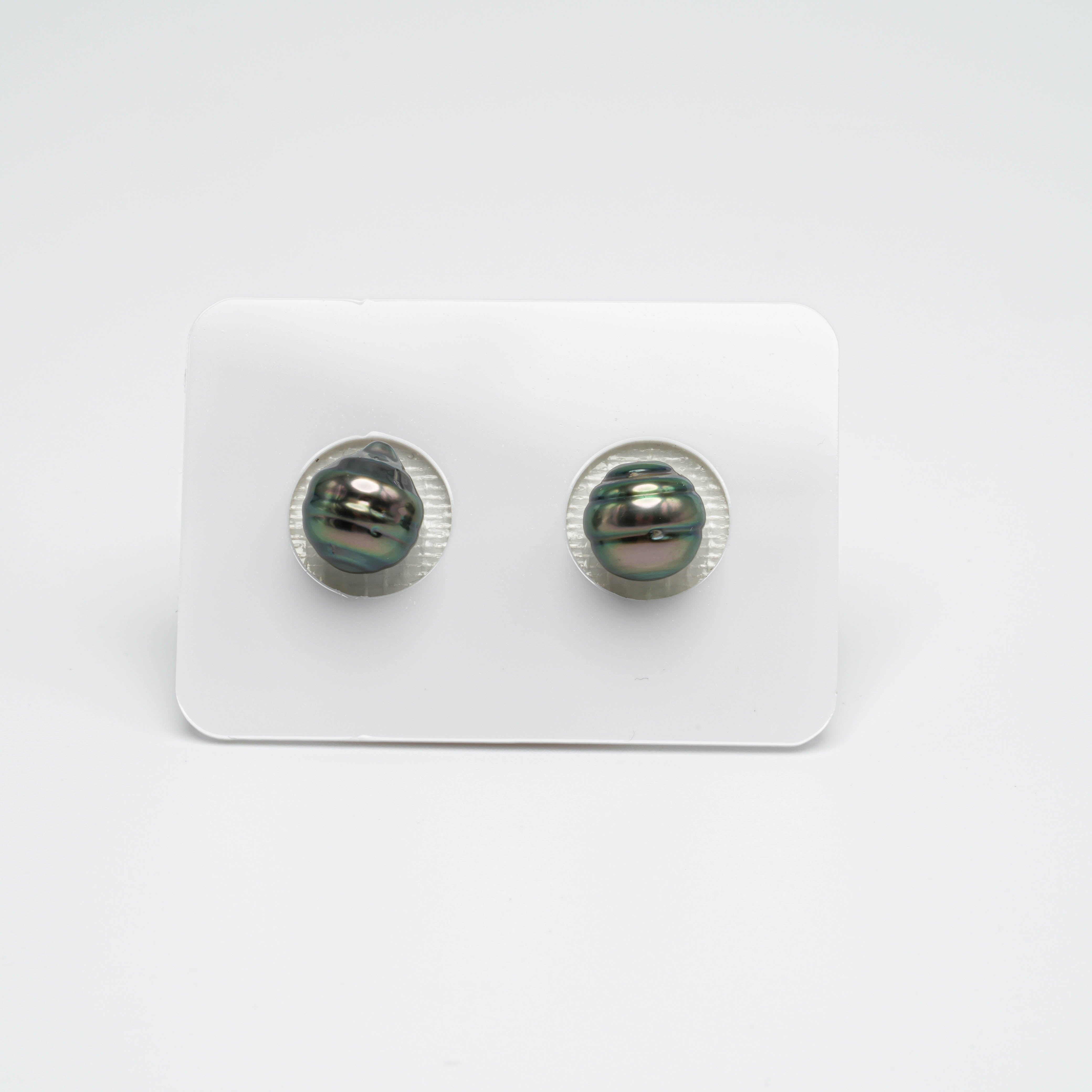 2pcs Green 8.9-9mm - CL AA/AAA Quality Tahitian Pearl Pair ER1164