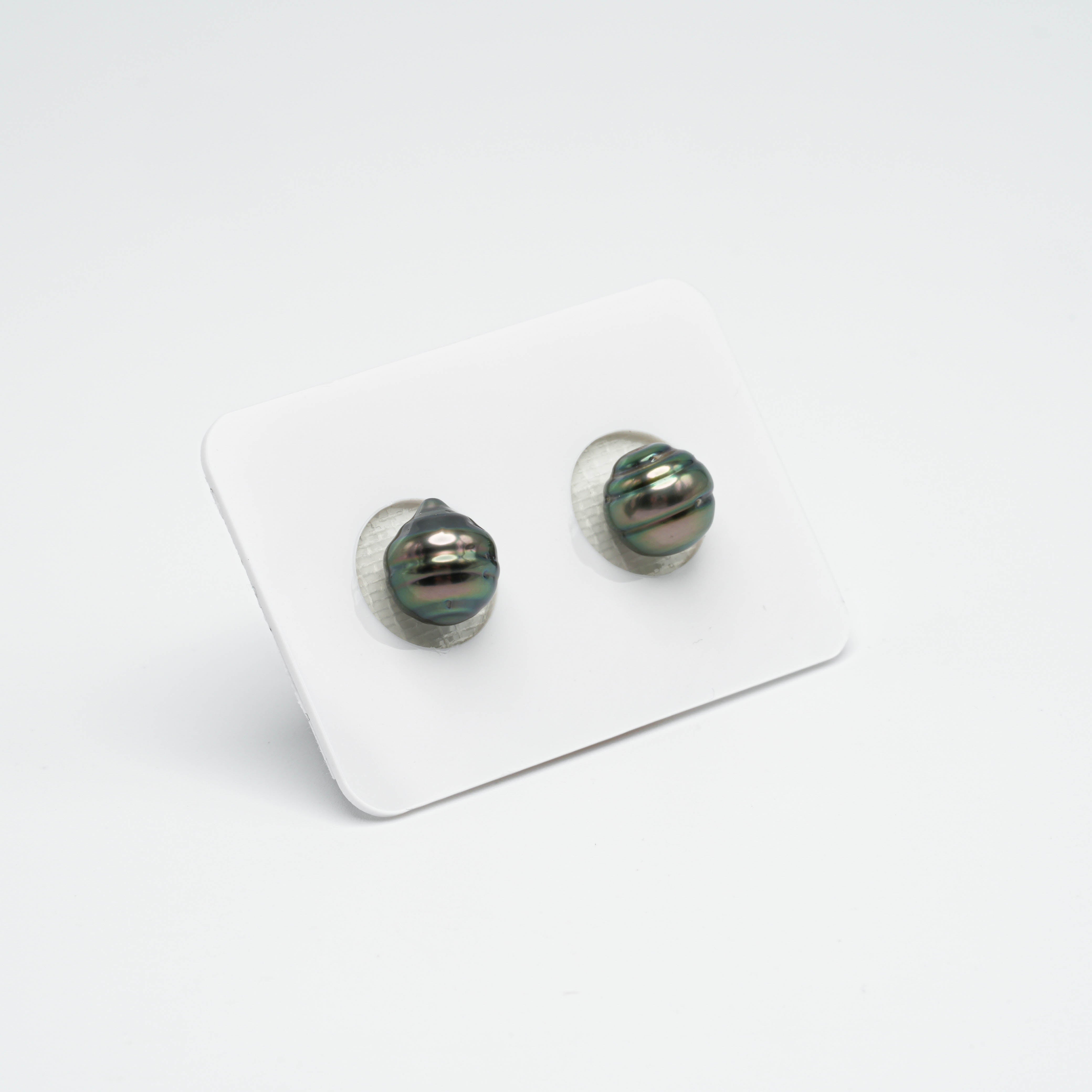 2pcs Green 8.9-9mm - CL AA/AAA Quality Tahitian Pearl Pair ER1164