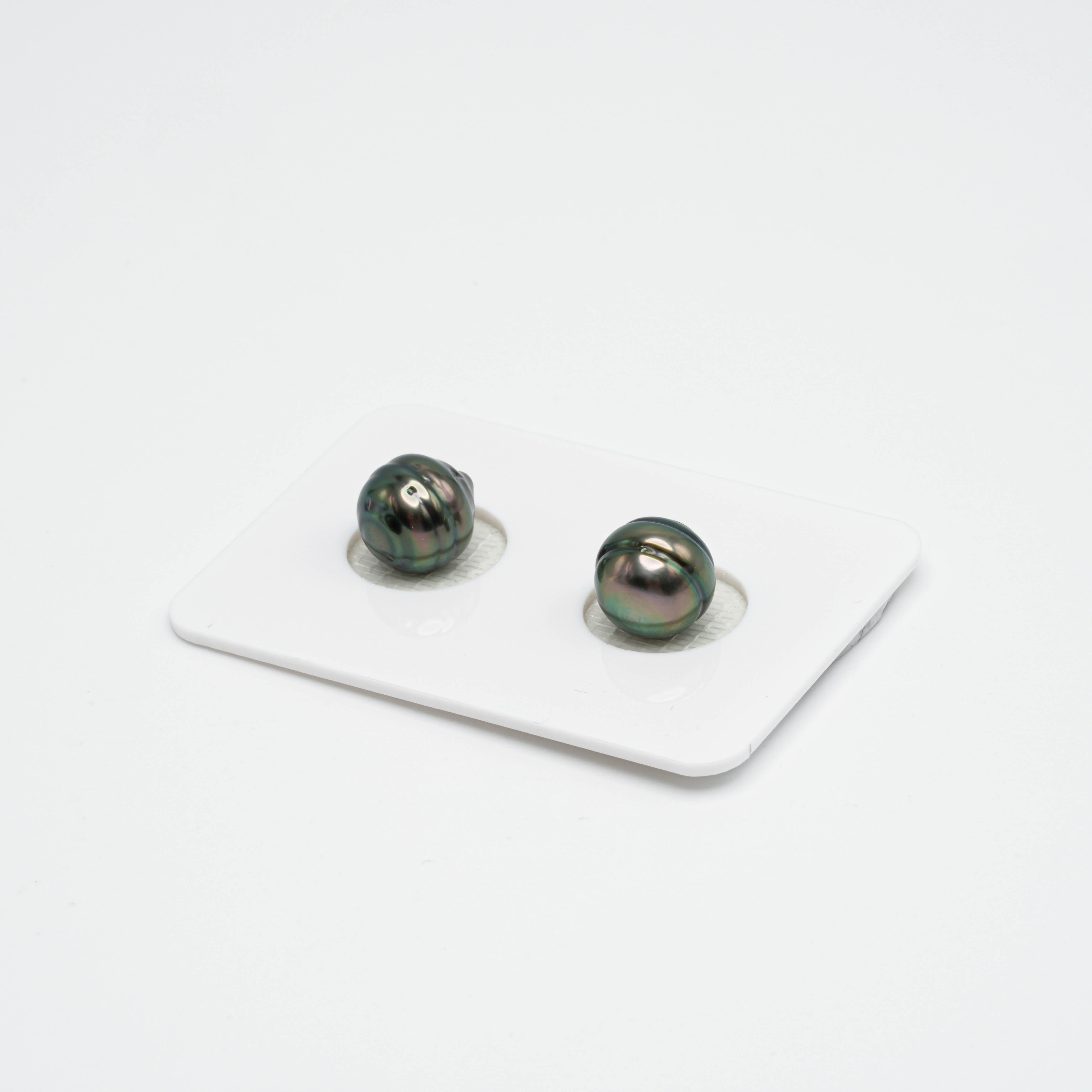 2pcs Green 8.9-9mm - CL AA/AAA Quality Tahitian Pearl Pair ER1164
