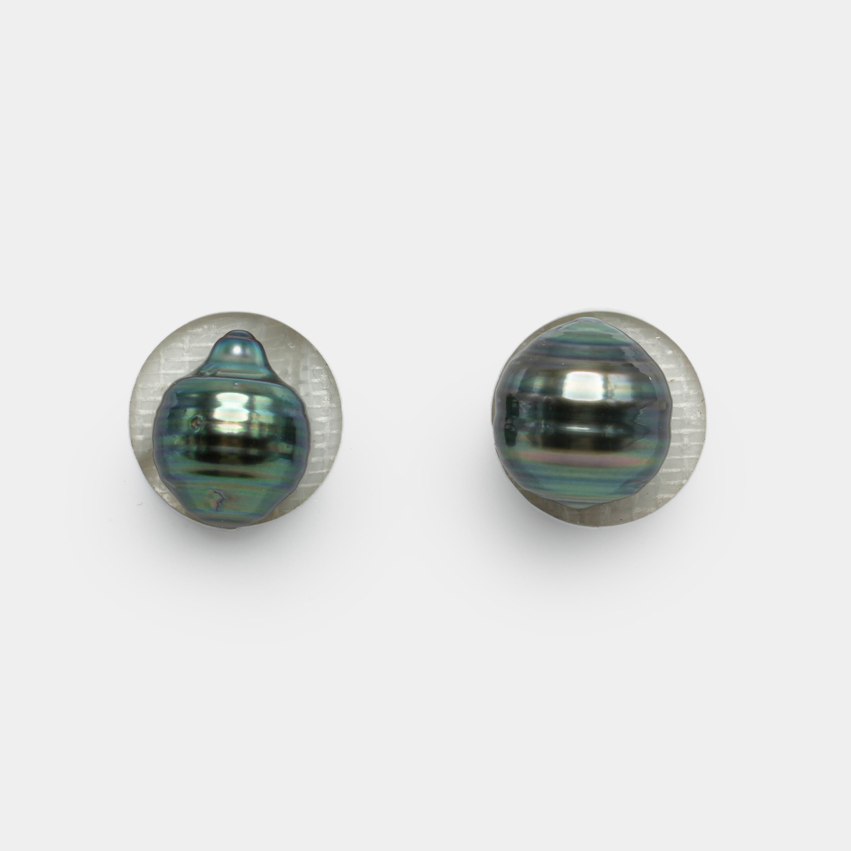 2pcs Green 9-10.1mm - CL AAA Quality Tahitian Pearl Pair ER1144