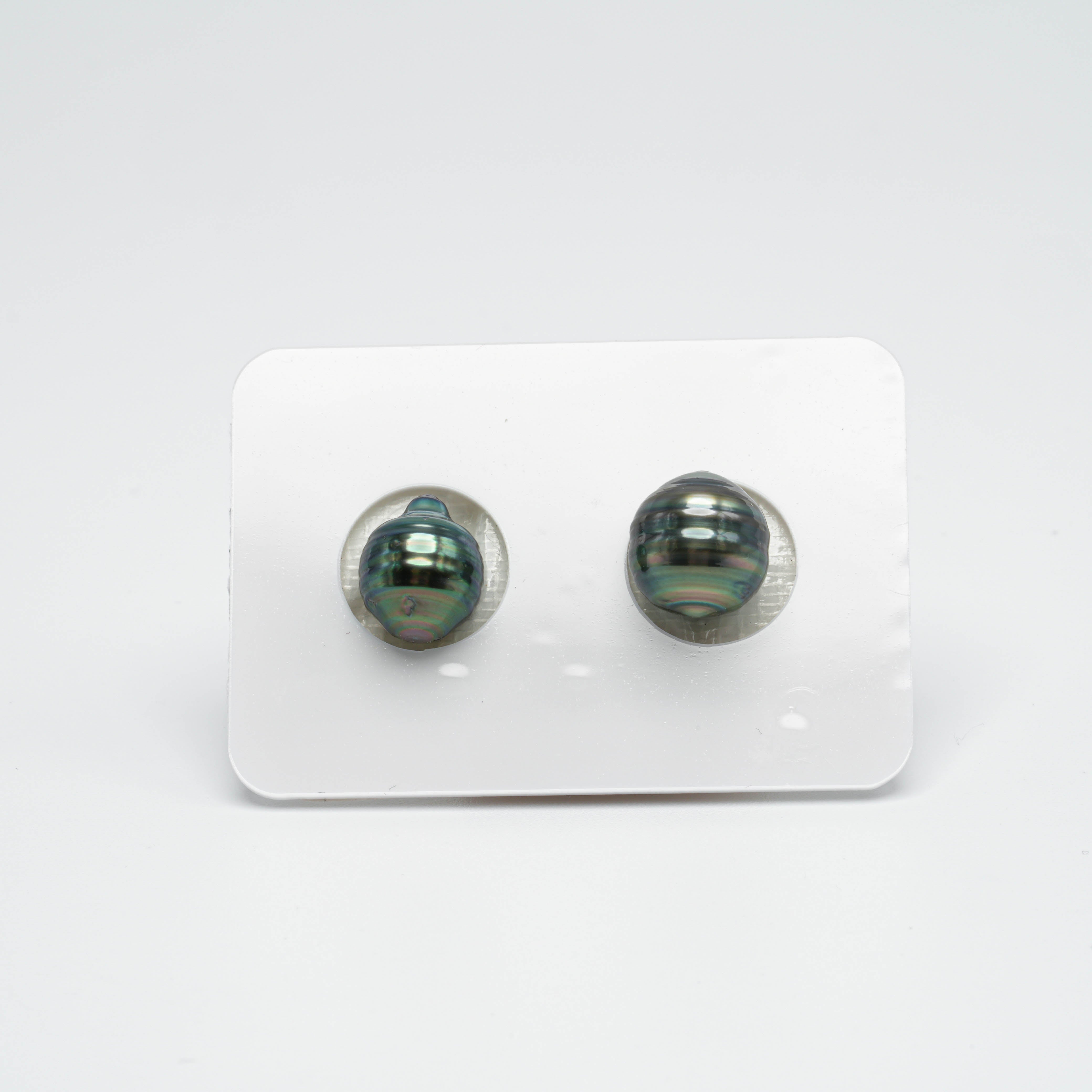 2pcs Green 9-10.1mm - CL AAA Quality Tahitian Pearl Pair ER1144