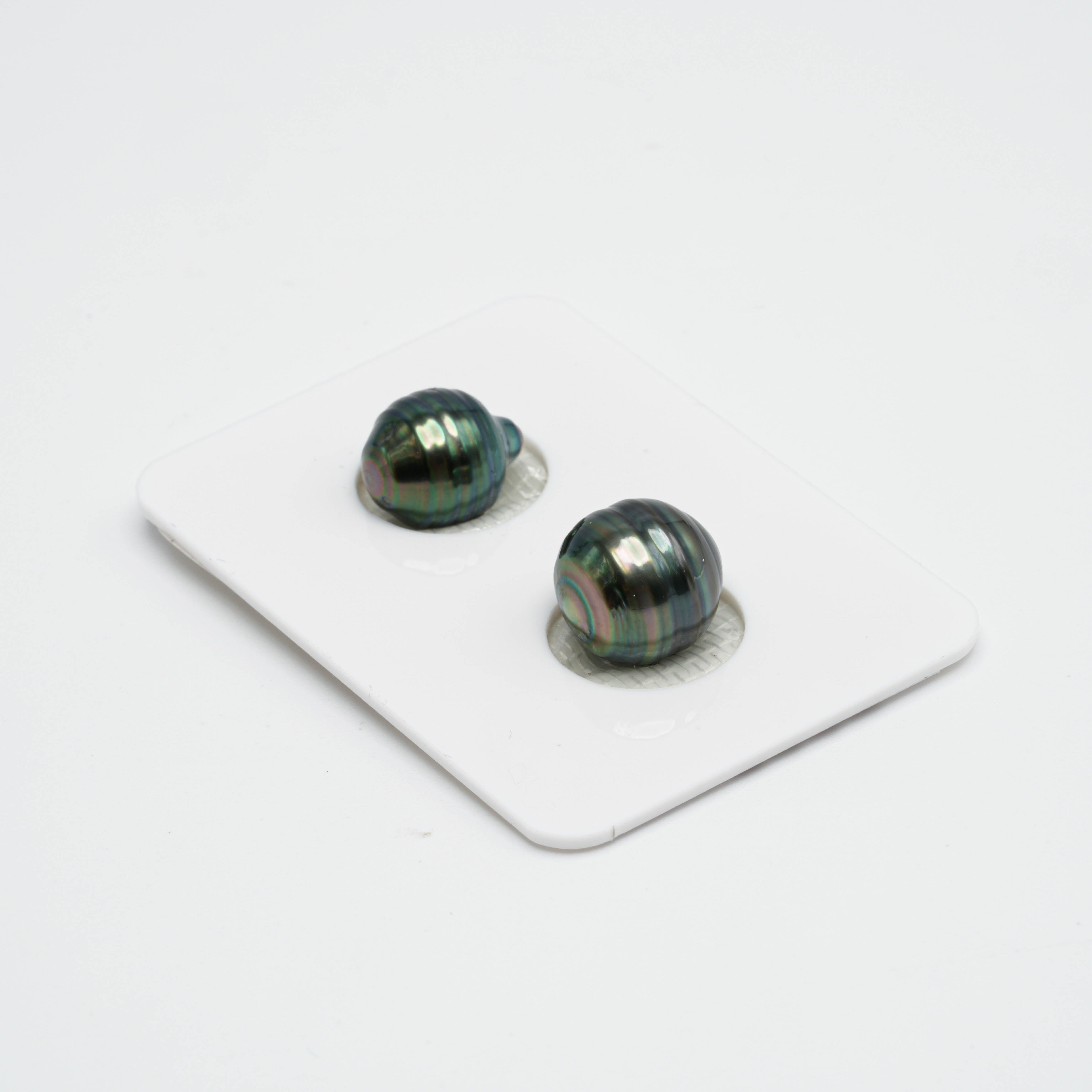 2pcs Green 9-10.1mm - CL AAA Quality Tahitian Pearl Pair ER1144
