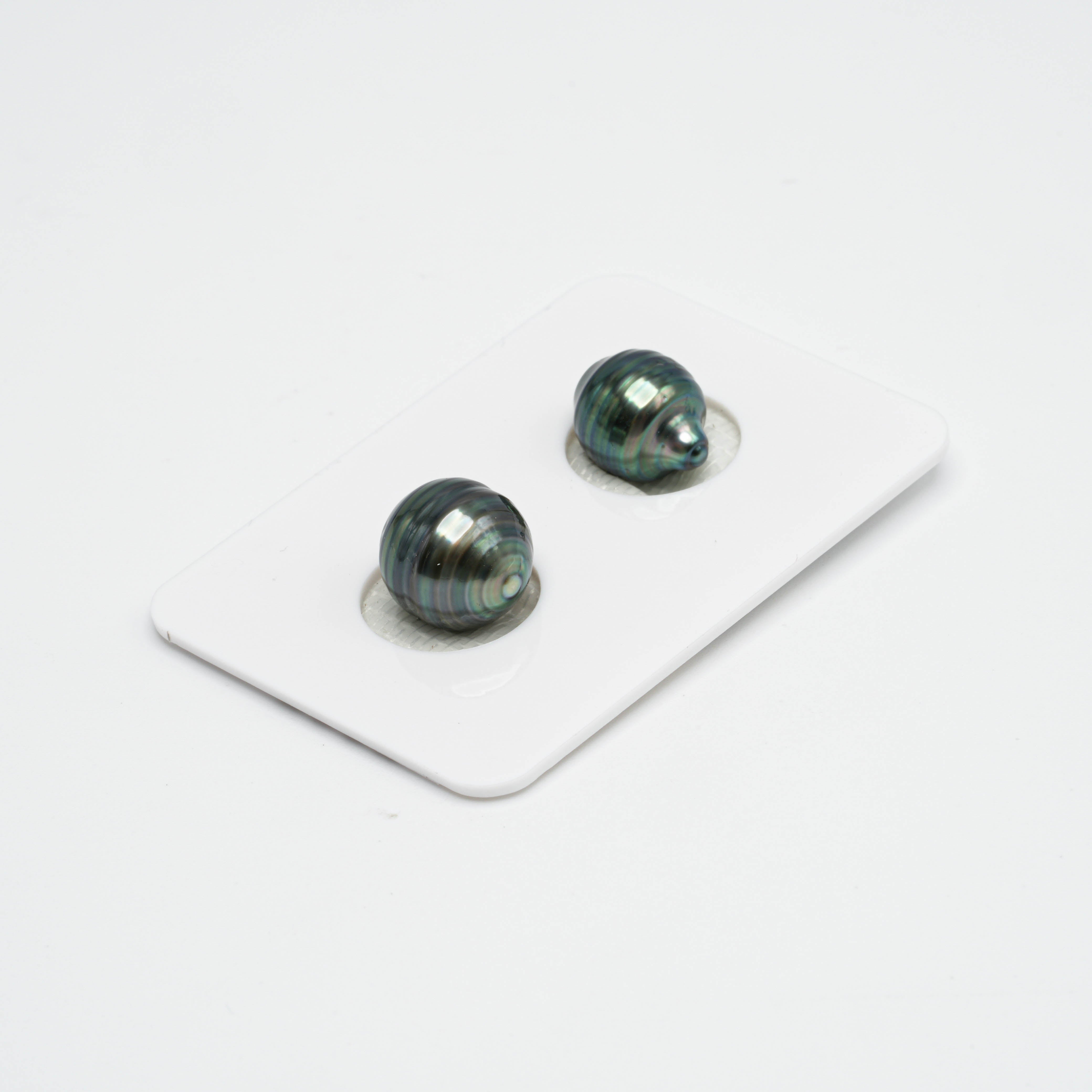 2pcs Green 9-10.1mm - CL AAA Quality Tahitian Pearl Pair ER1144