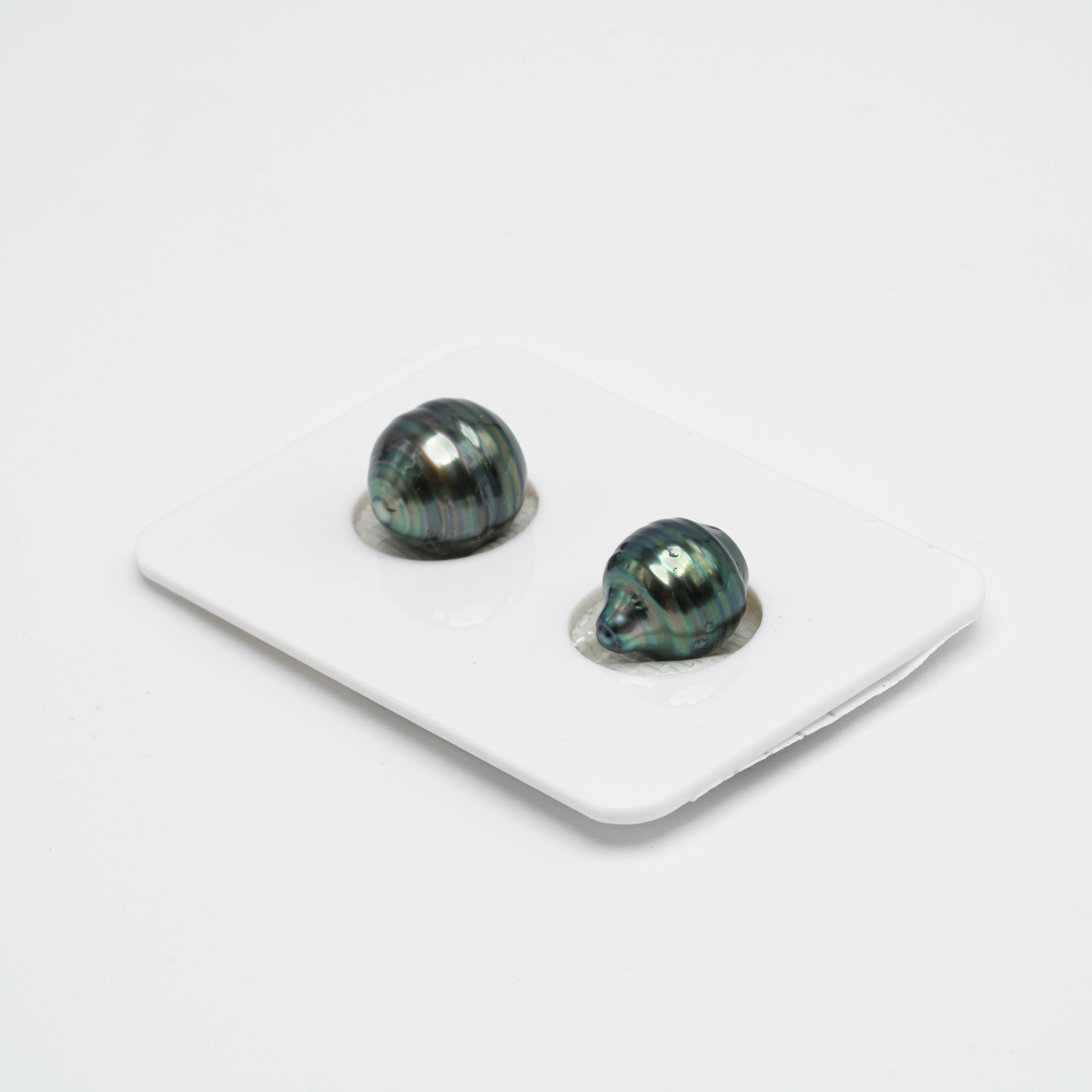 2pcs Green 9-10.1mm - CL AAA Quality Tahitian Pearl Pair ER1144
