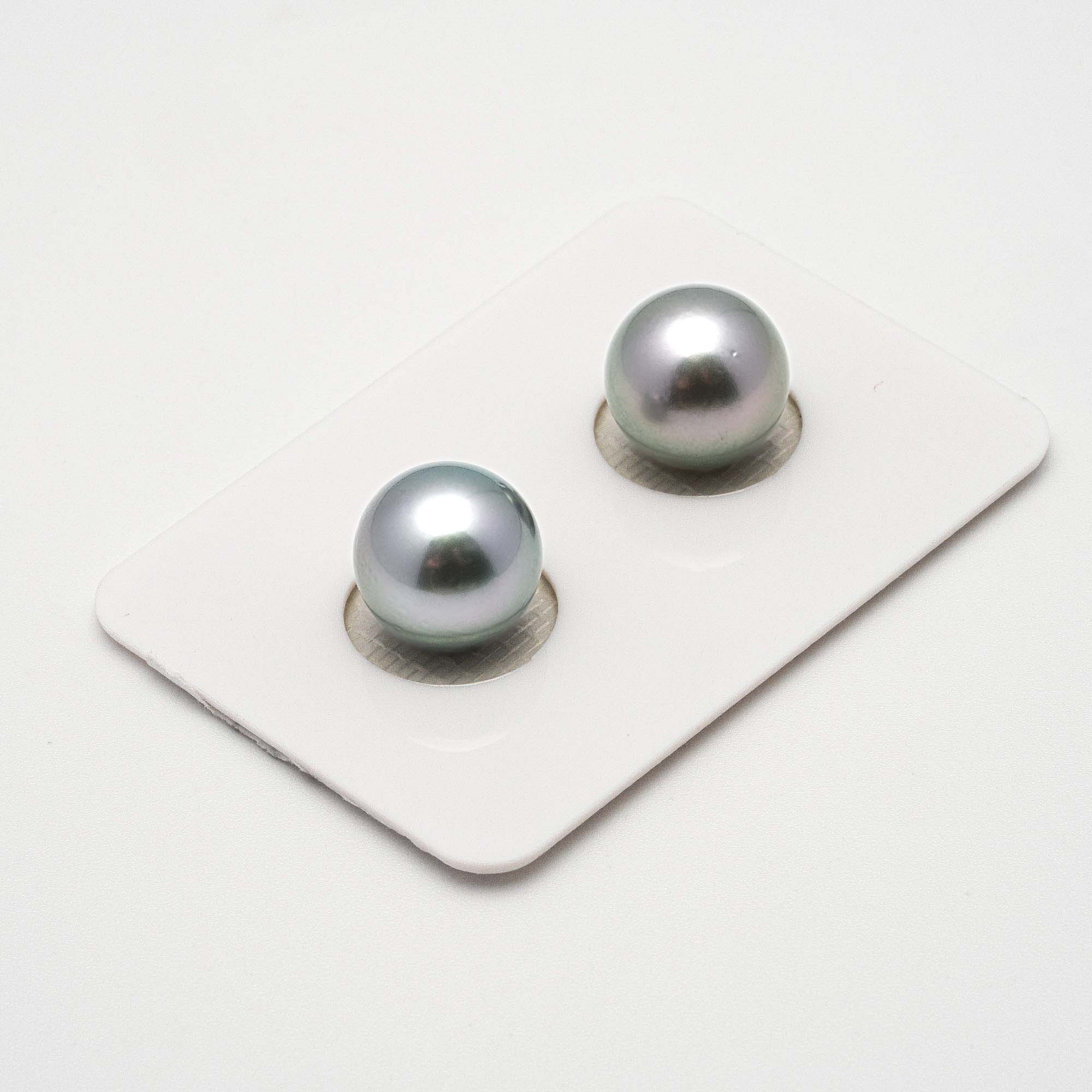 2pcs Light Green 10.7mm - RSR AAA/AA Quality Tahitian Pearl Pair ER1208 A86