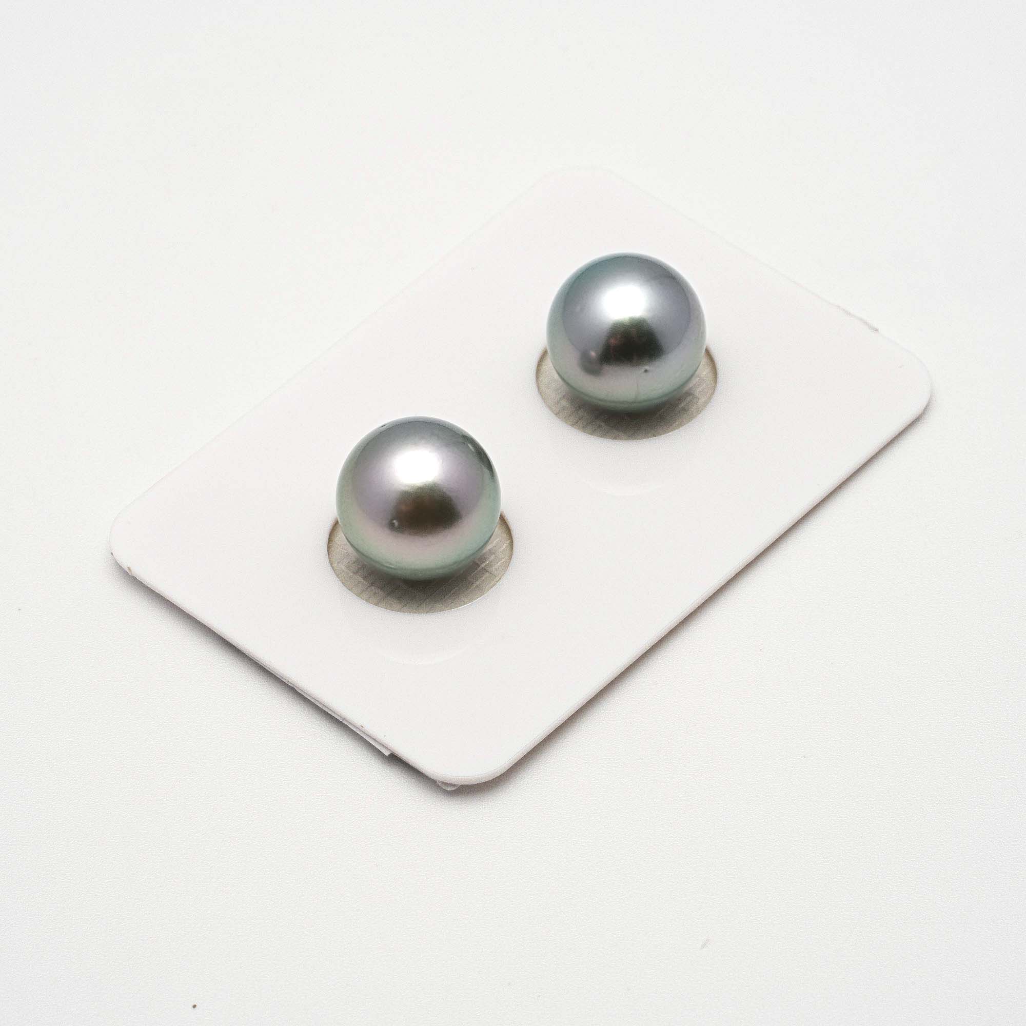 2pcs Light Green 10.7mm - RSR AAA/AA Quality Tahitian Pearl Pair ER1208 A86