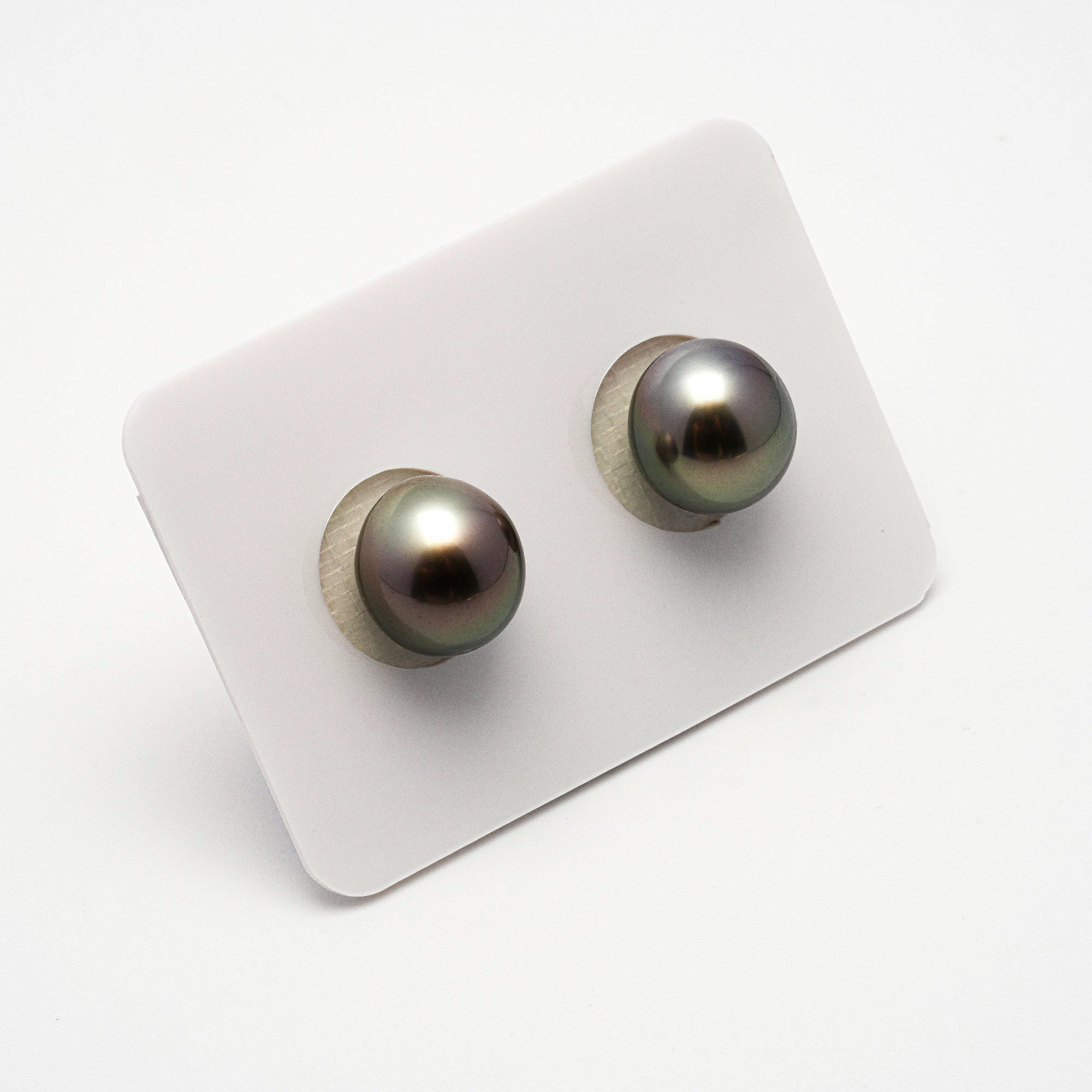 2pcs Light Green 10.2-10.4mm - SB/DR AAA Quality Tahitian Pearl Pair ER1232 A86