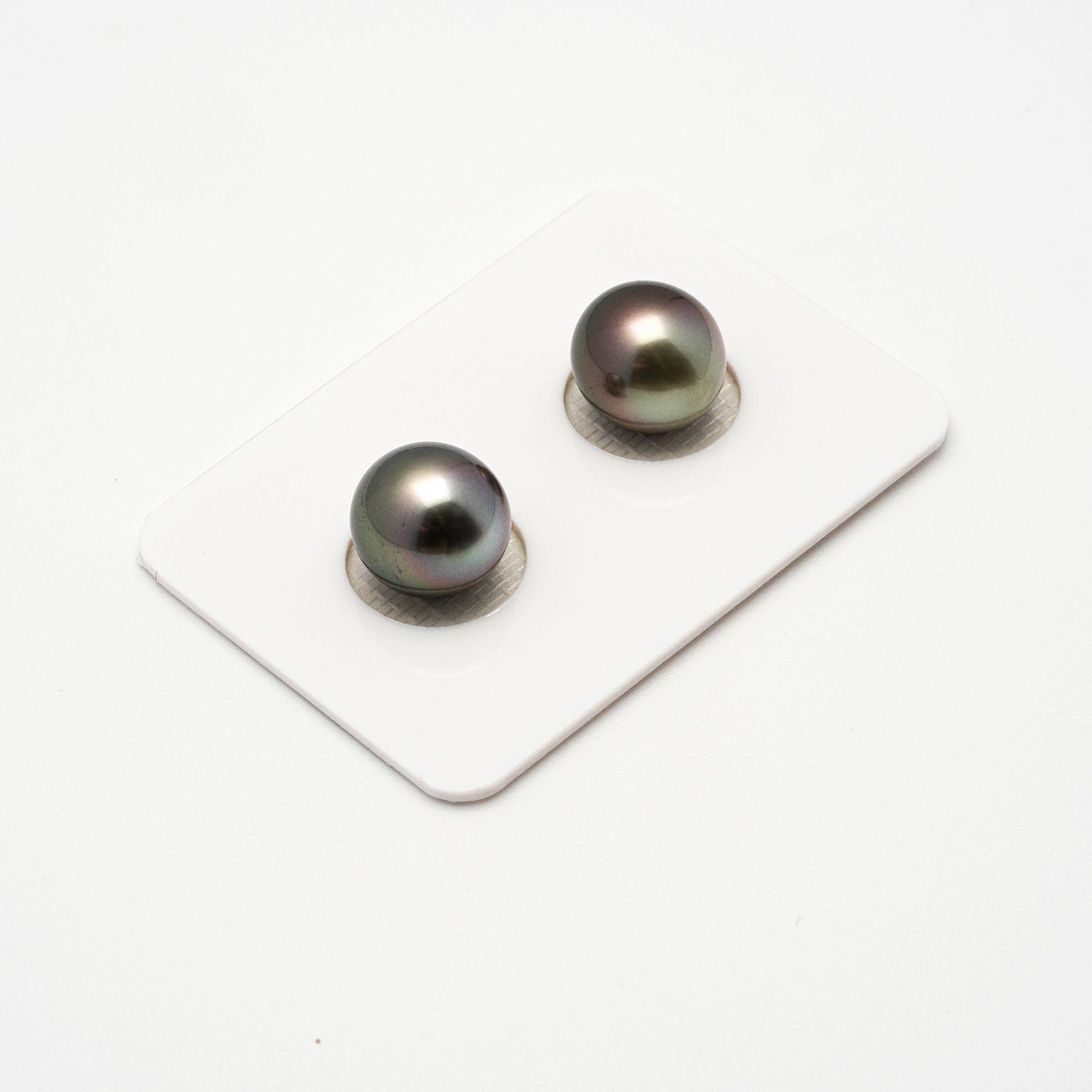 2pcs Light Green 10.2-10.4mm - SB/DR AAA Quality Tahitian Pearl Pair ER1232 A86