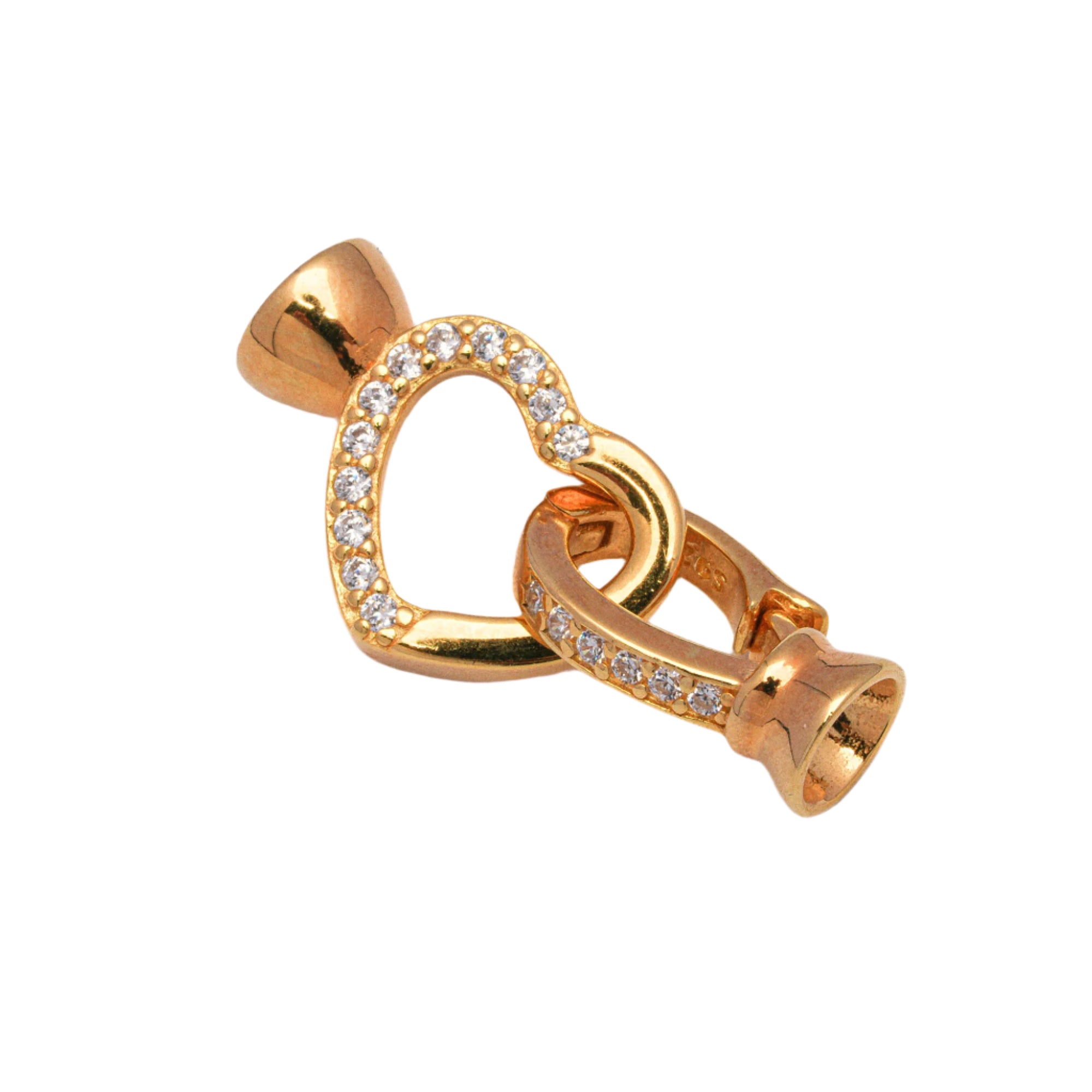 A gold-colored metal ball clasp with rhodium plating designed for pearl necklaces or bracelets.