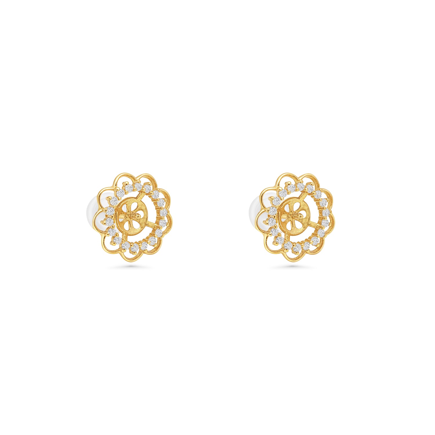 Stud Earring Bails 925 Silver for Pearl SC102