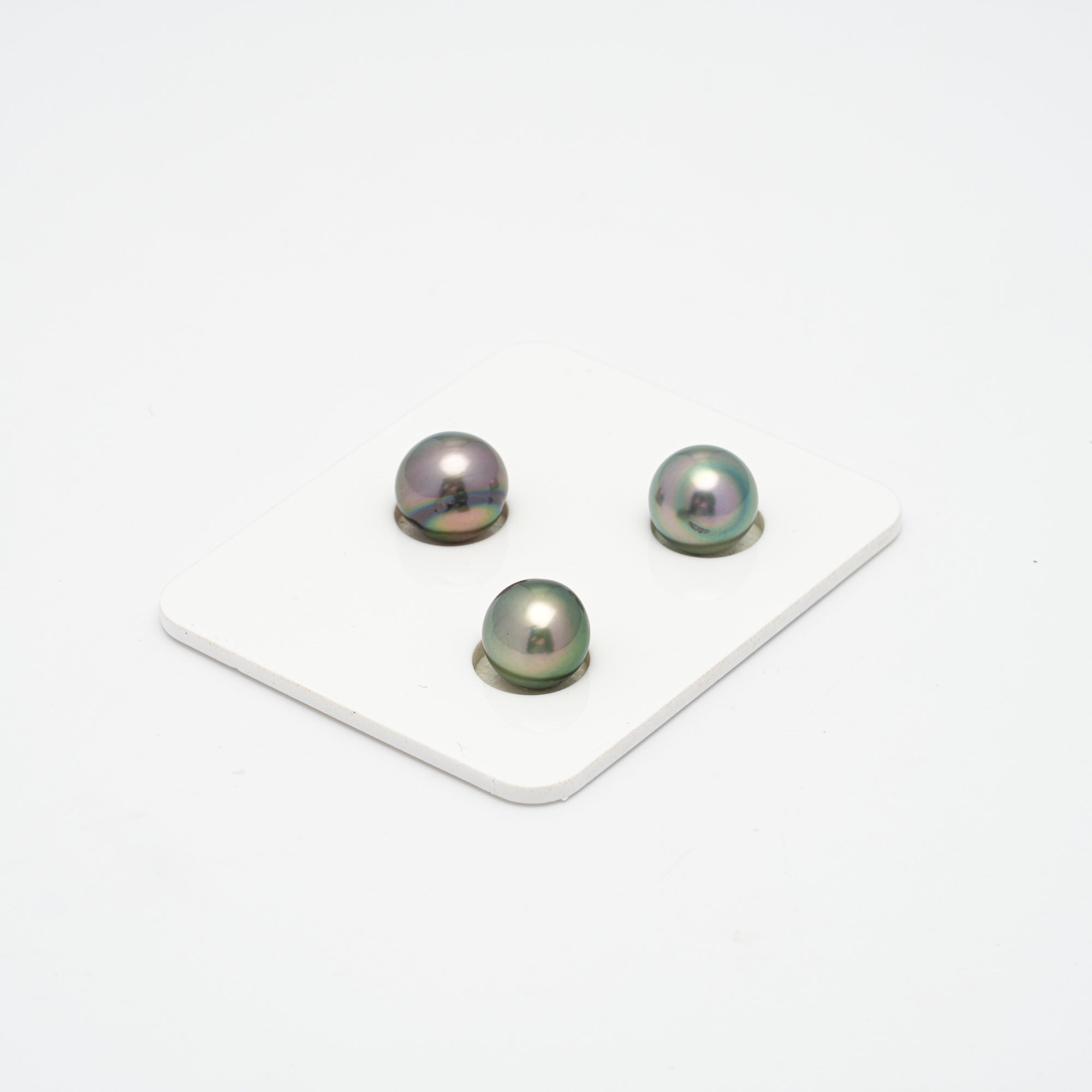 3pcs Green 9.5-10.1mm - NR AAA/AA Quality Tahitian Pearl Trio Set ER1295