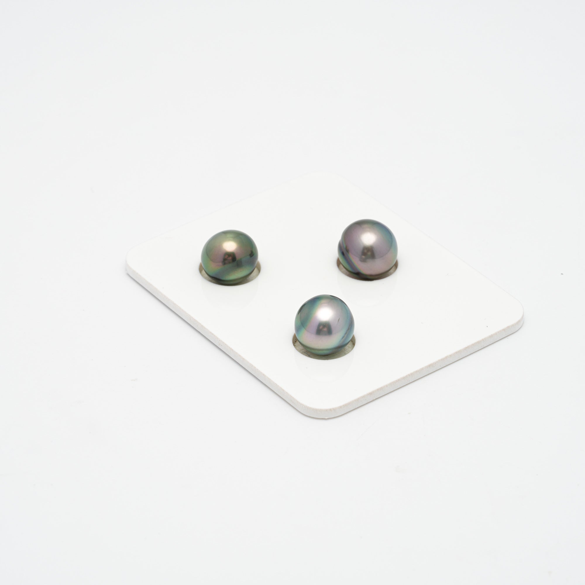 3pcs Green 9.5-10.1mm - NR AAA/AA Quality Tahitian Pearl Trio Set ER1295