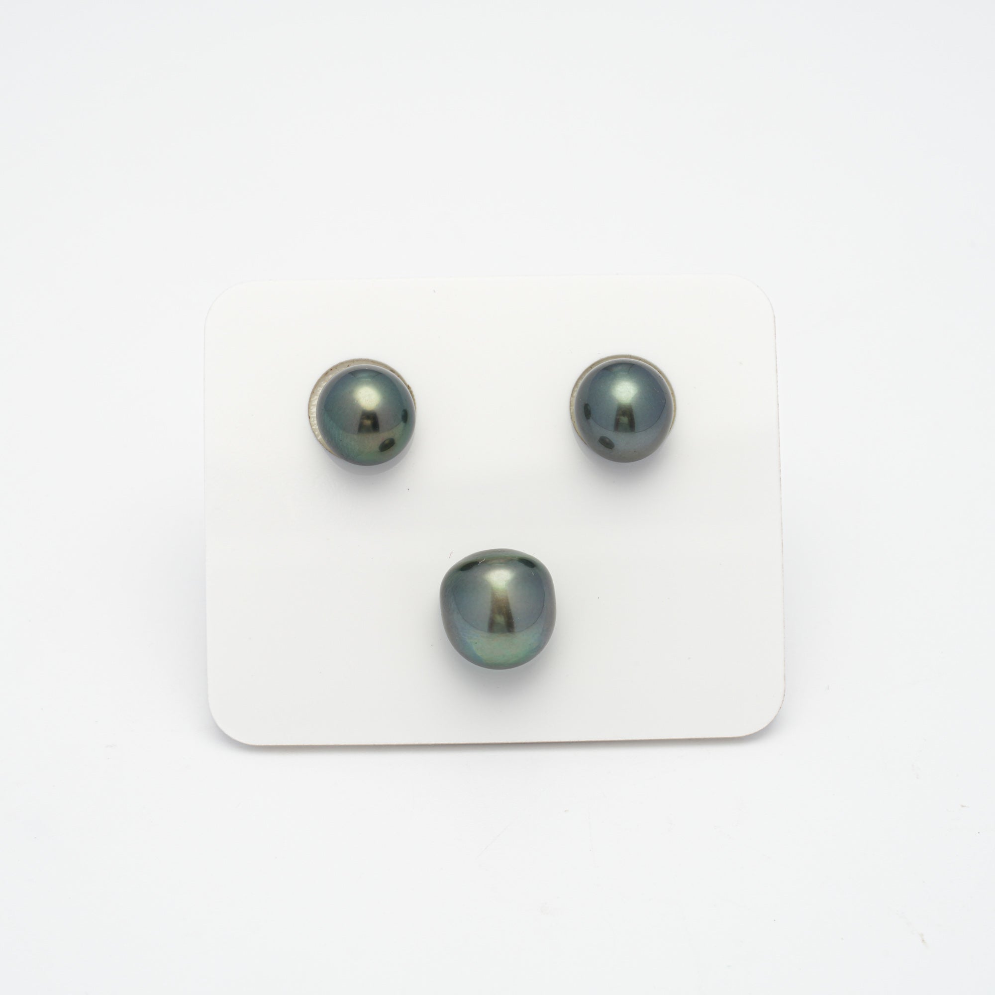 3pcs Green 9.3-10.9mm - NR AAA Quality Tahitian Pearl Trio Set ER1323 A89