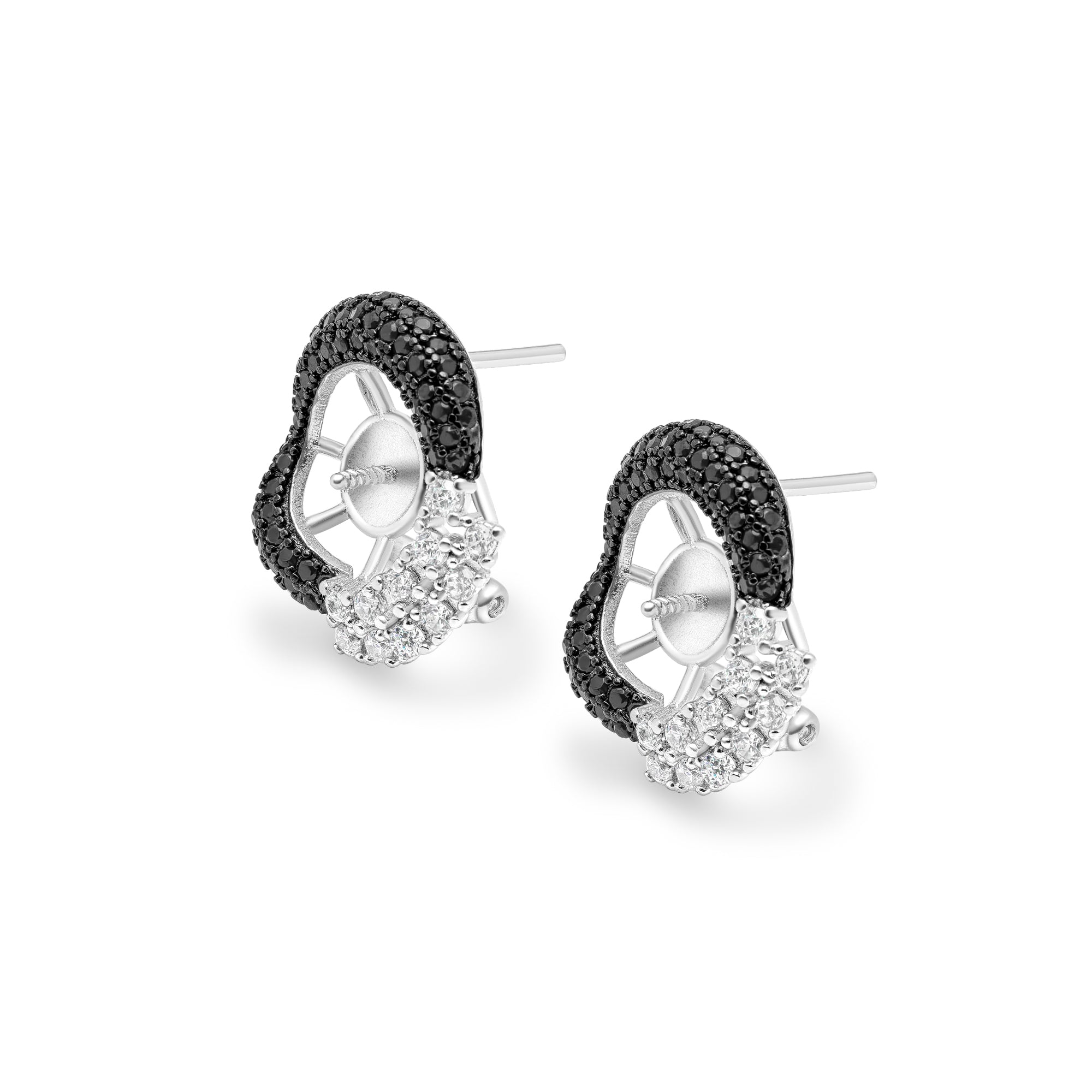 Stud Earring Bails 925 Silver for Pearl SC176