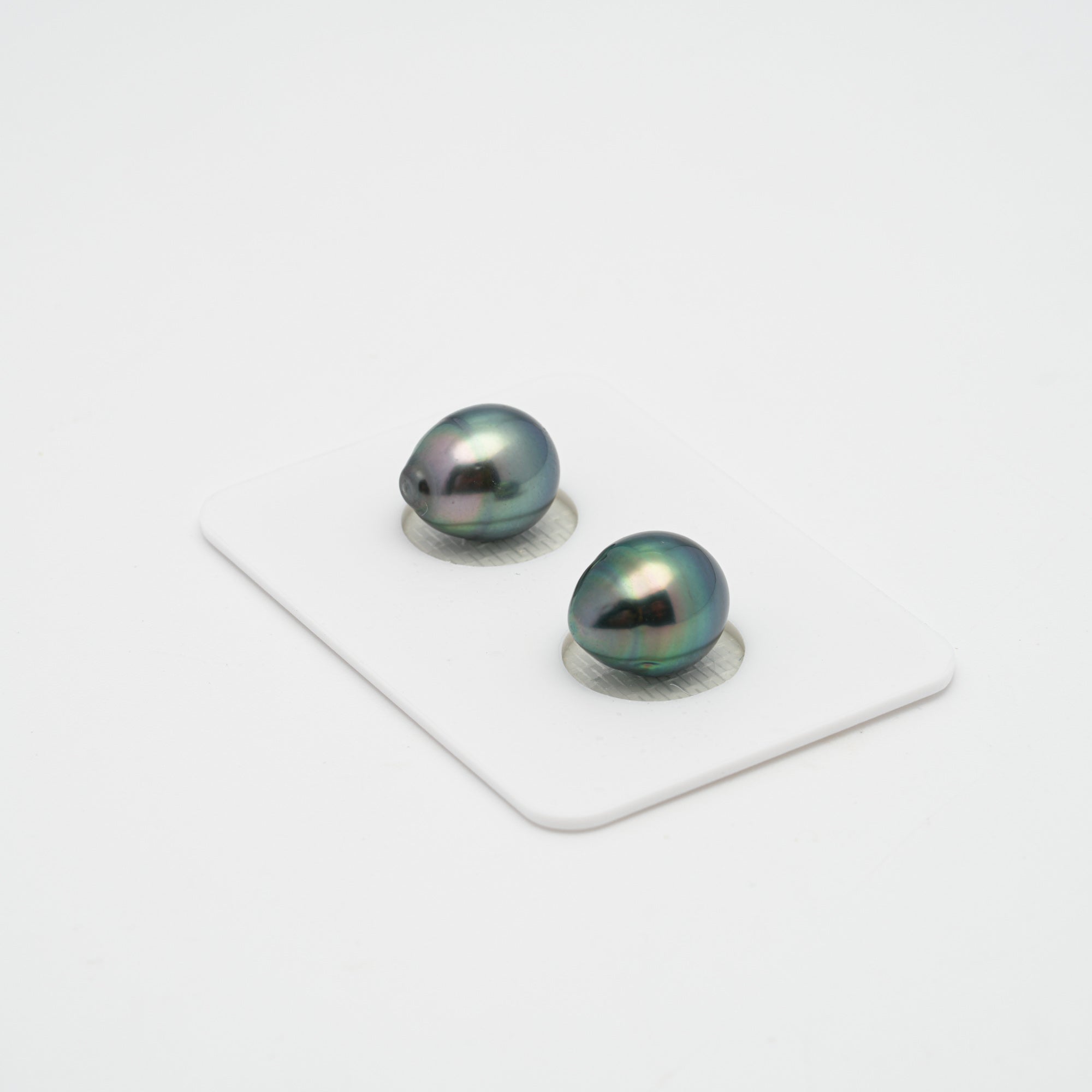2pcs Green Blue 9.6-9.9mm - SB AAA Quality Tahitian Pearl Pair ER1355 CMP1