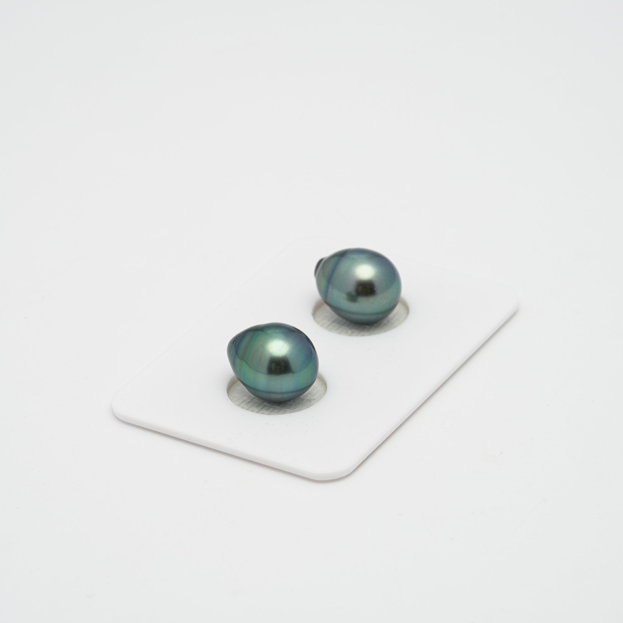 2pcs Green Blue 9.6-9.9mm - SB AAA Quality Tahitian Pearl Pair ER1355 CMP1