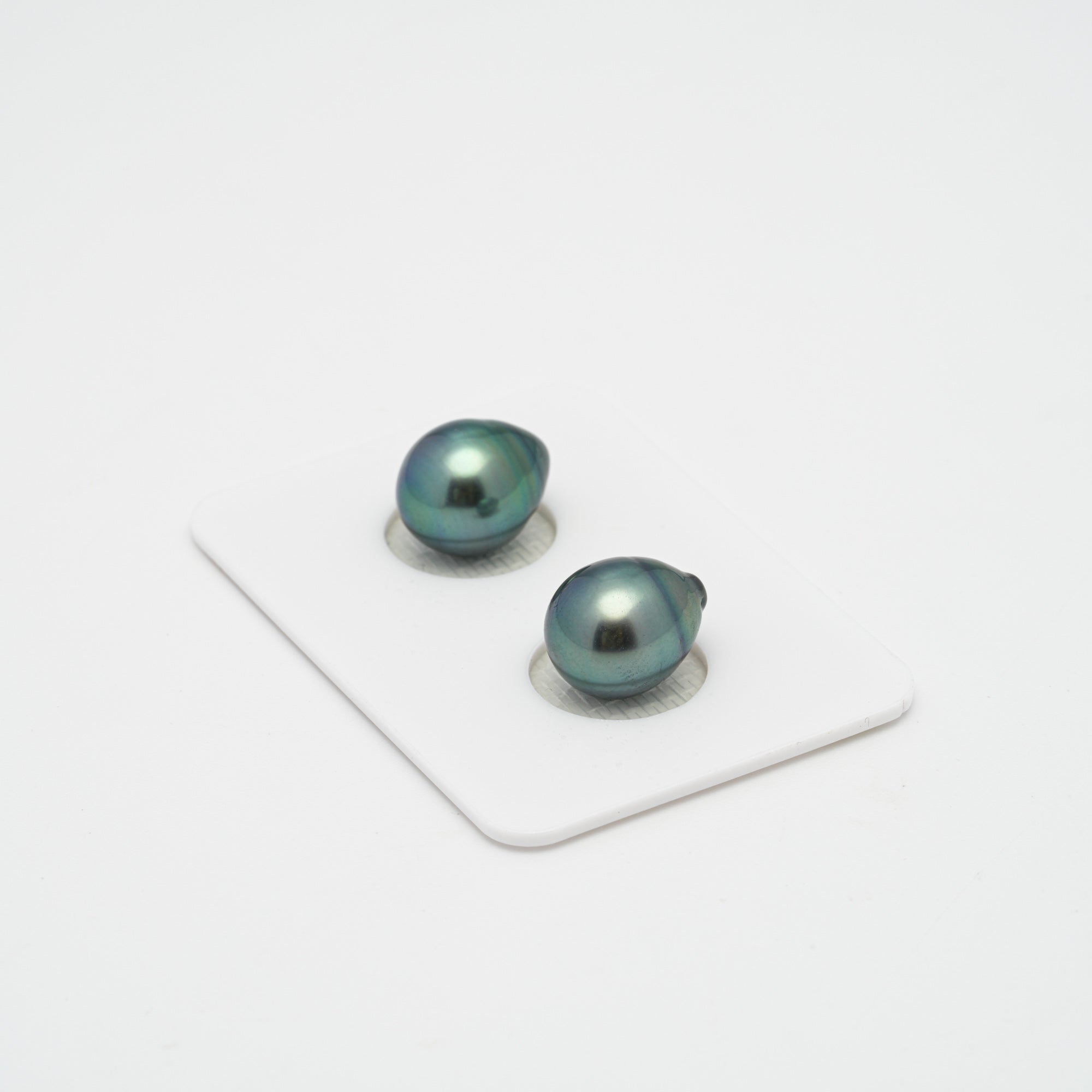 2pcs Green Blue 9.6-9.9mm - SB AAA Quality Tahitian Pearl Pair ER1355 CMP1