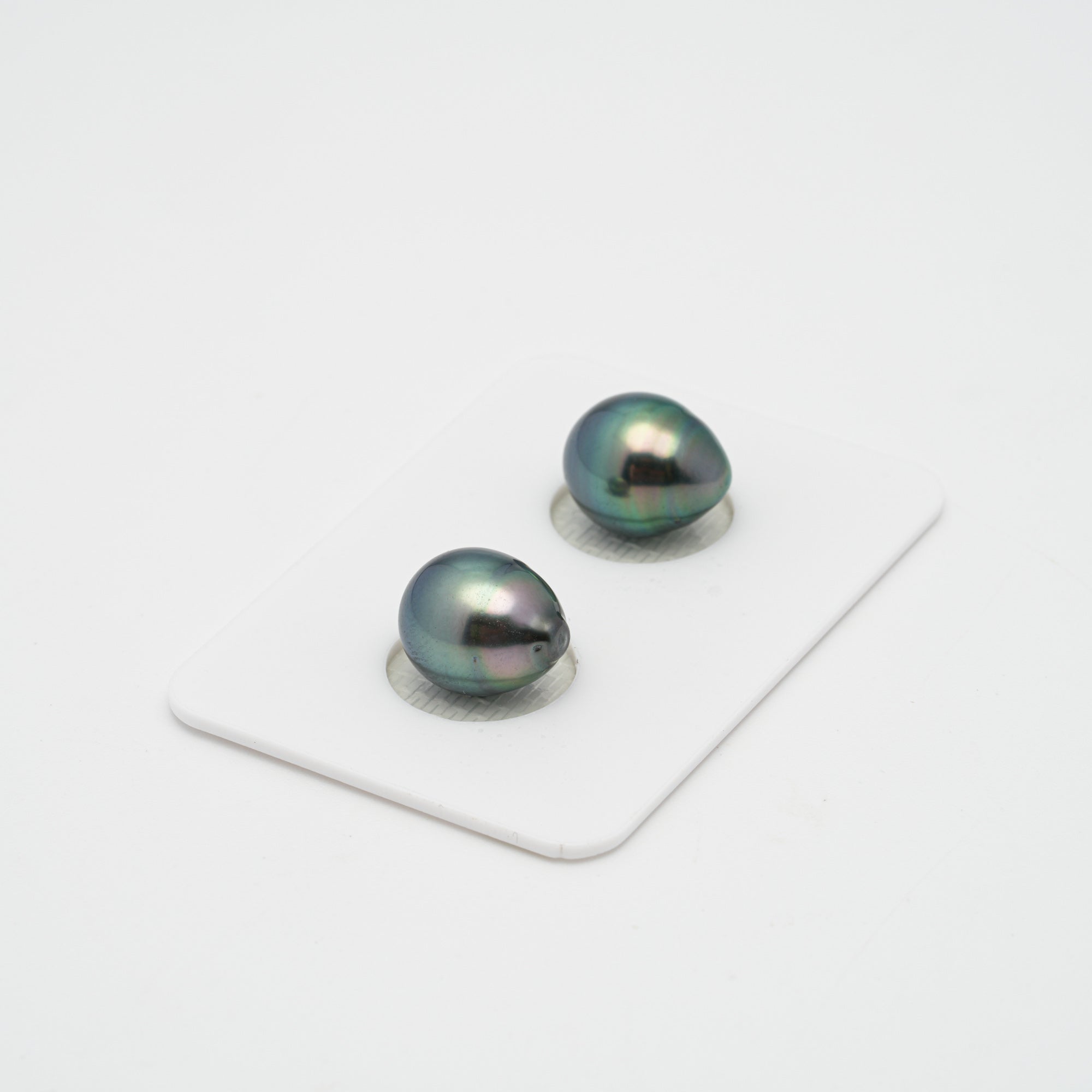 2pcs Green Blue 9.6-9.9mm - SB AAA Quality Tahitian Pearl Pair ER1355 CMP1