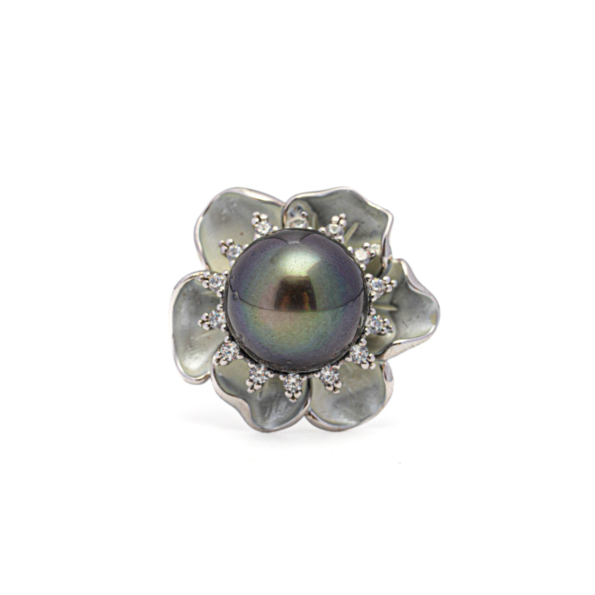 1pcs Tahitian Pearl Ring 925 Silver SHM840B TH2.4.5