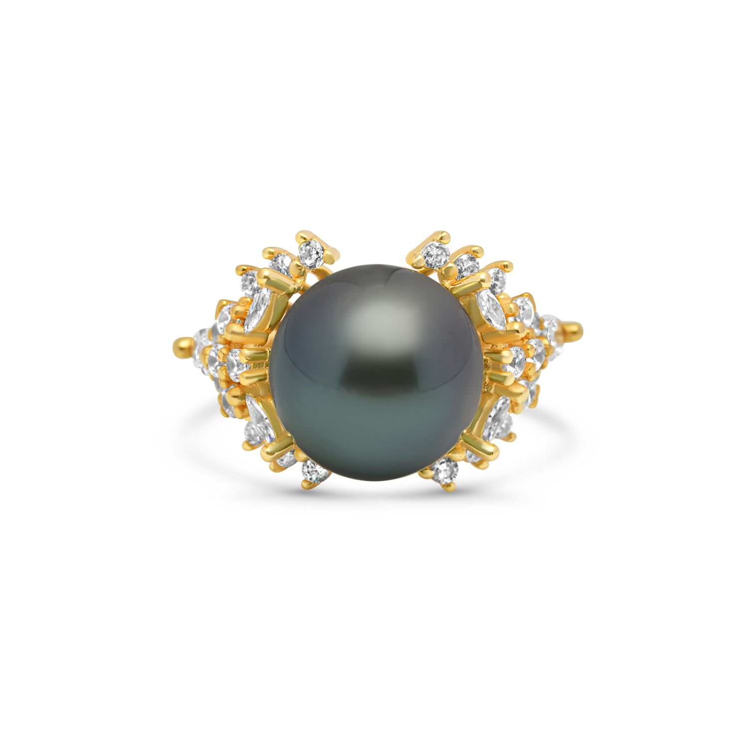 925 Sterling Silver Tahitian Pearl Ring SHM1401 OR11