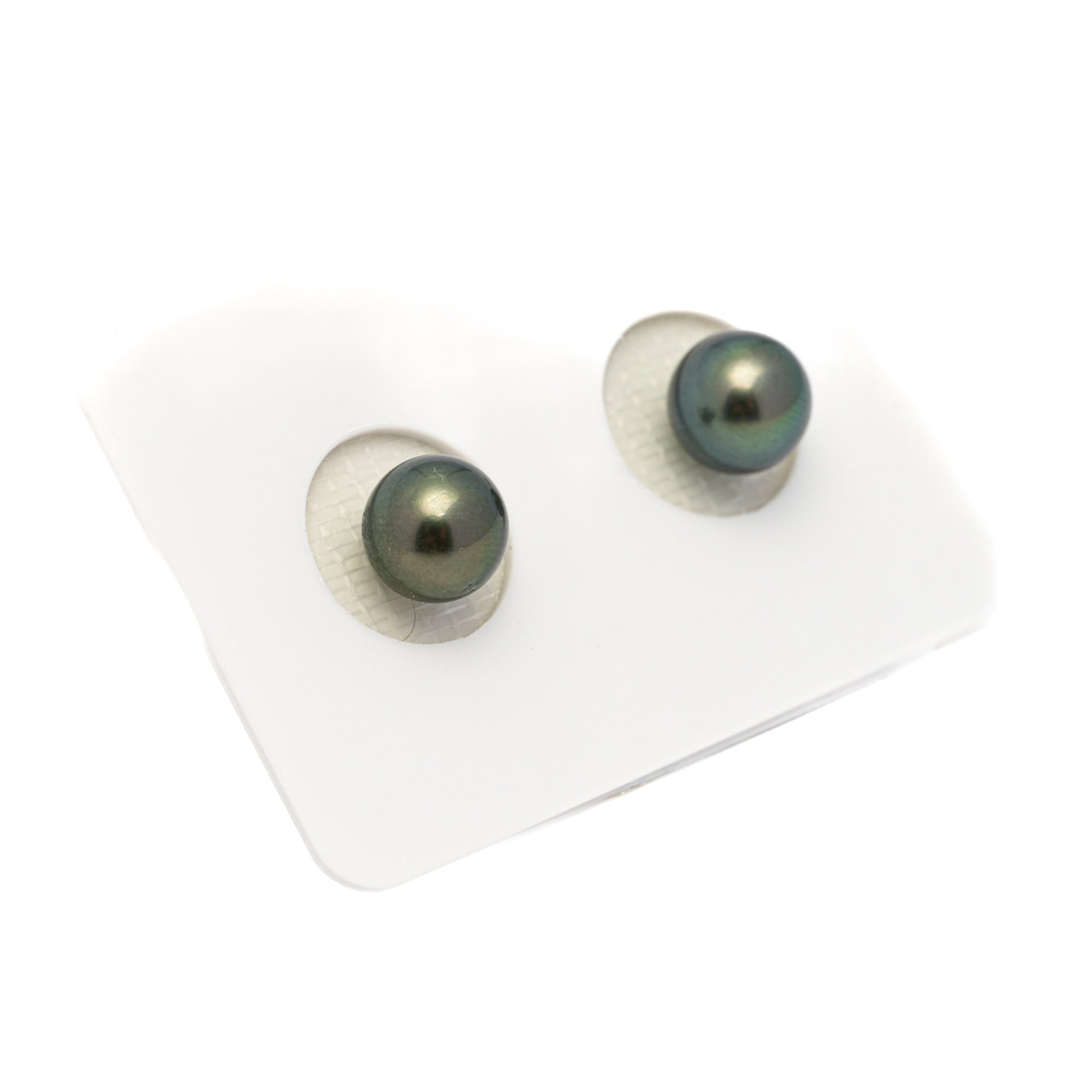 2pcs Blue Green 7.7-7.8mm - RSR AAA/AA Quality Tahitian Pearl Pair ER1782 NG19