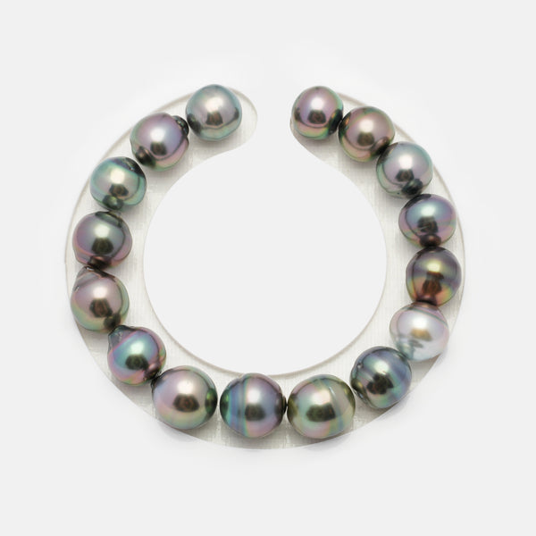 16pcs Multicolor "High Luster" 10-11mm - SB AAA/AA Quality Tahitian Pearl Bracelet BR2007 OR7