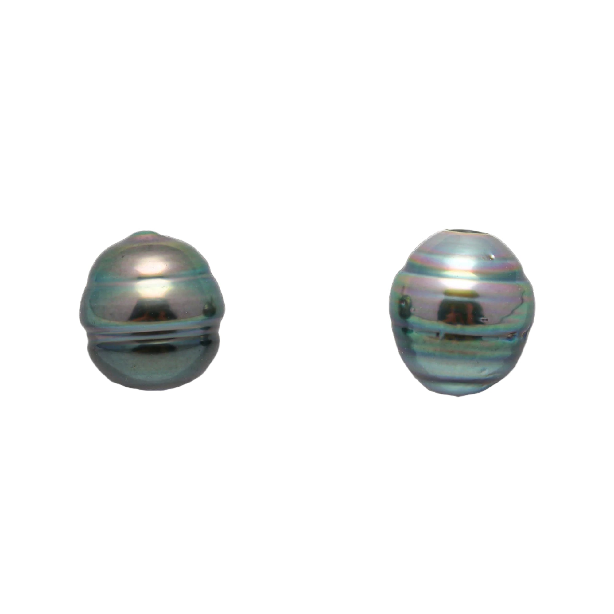 2pcs "High Luster" Light Green 9.6mm - CL AAA/AA Quality Tahitian Pearl Pair ER1392 OR7