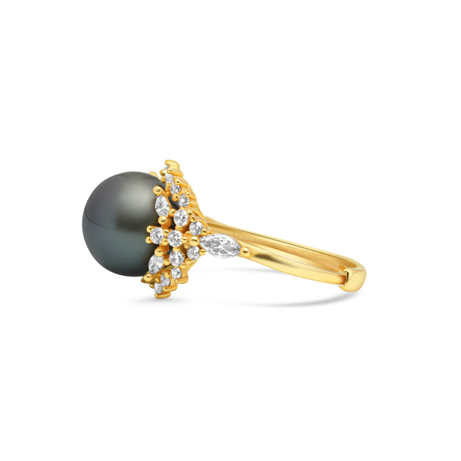 925 Sterling Silver Tahitian Pearl Ring SHM1401 OR11