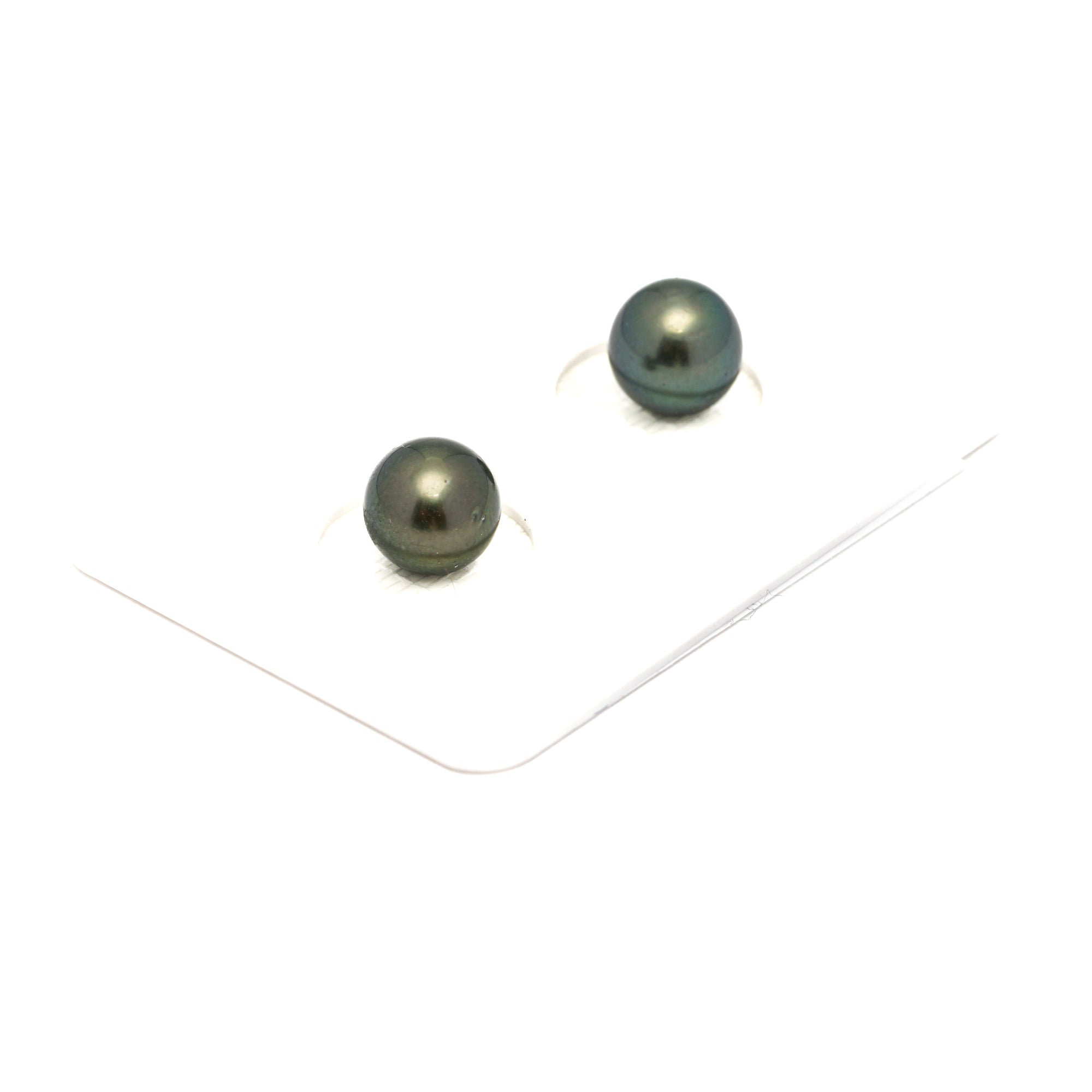 2pcs Blue Green 7.7-7.8mm - RSR AAA/AA Quality Tahitian Pearl Pair ER1782 NG19