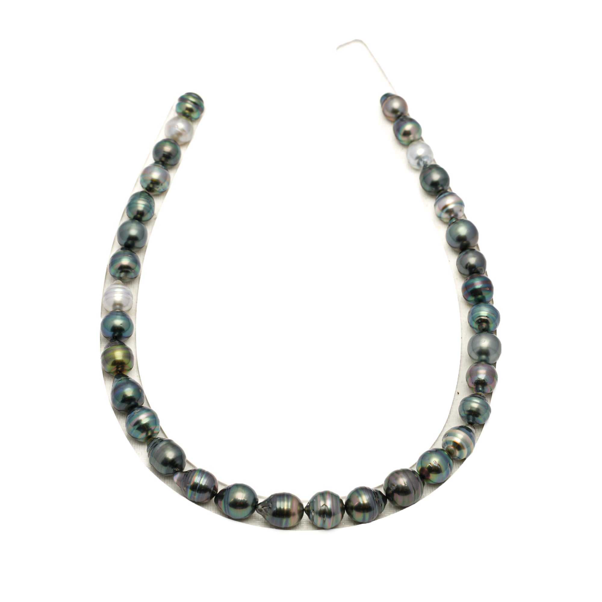 33pcs Green Mix 8-11mm - CL/SB AAA/AA Quality Tahitian Pearl Necklace NL1757 LP1