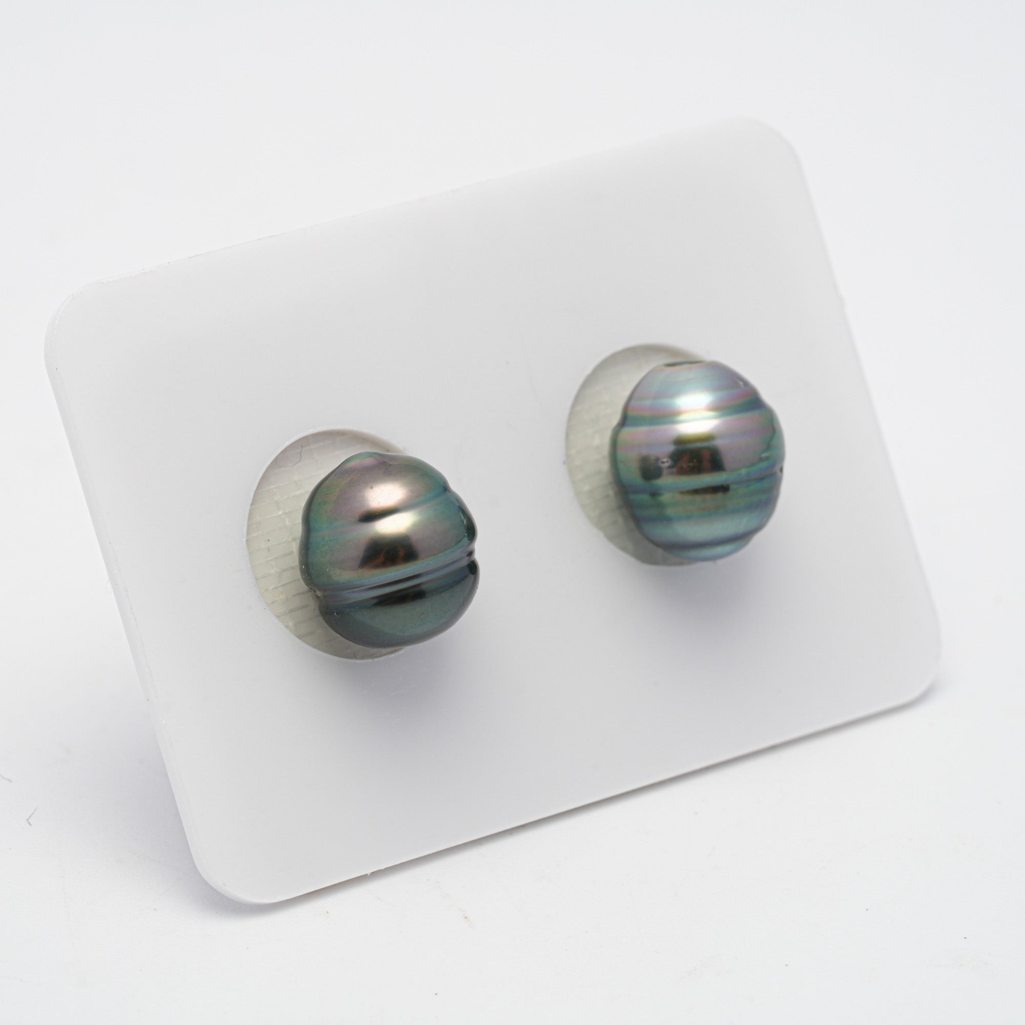2pcs "High Luster" Light Green 9.6mm - CL AAA/AA Quality Tahitian Pearl Pair ER1392 OR7