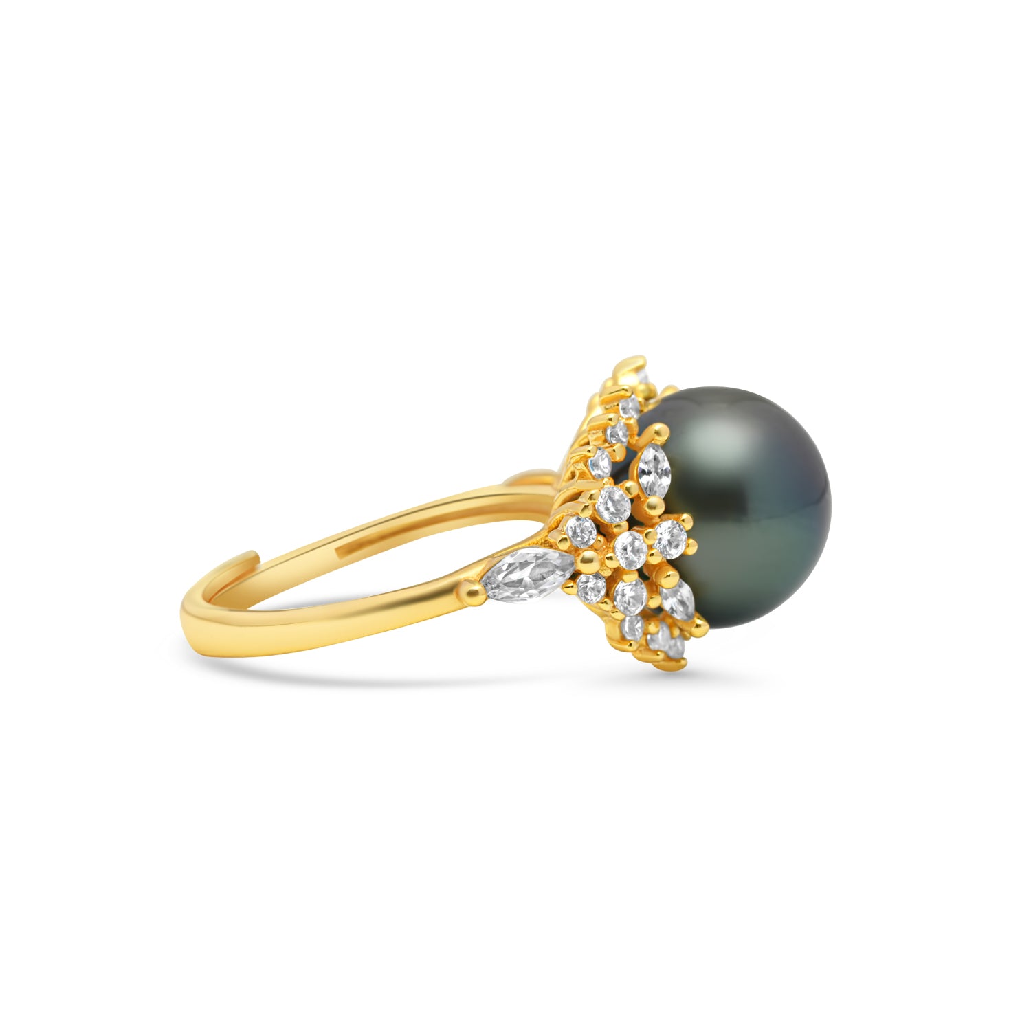 925 Sterling Silver Tahitian Pearl Ring SHM1401 OR11