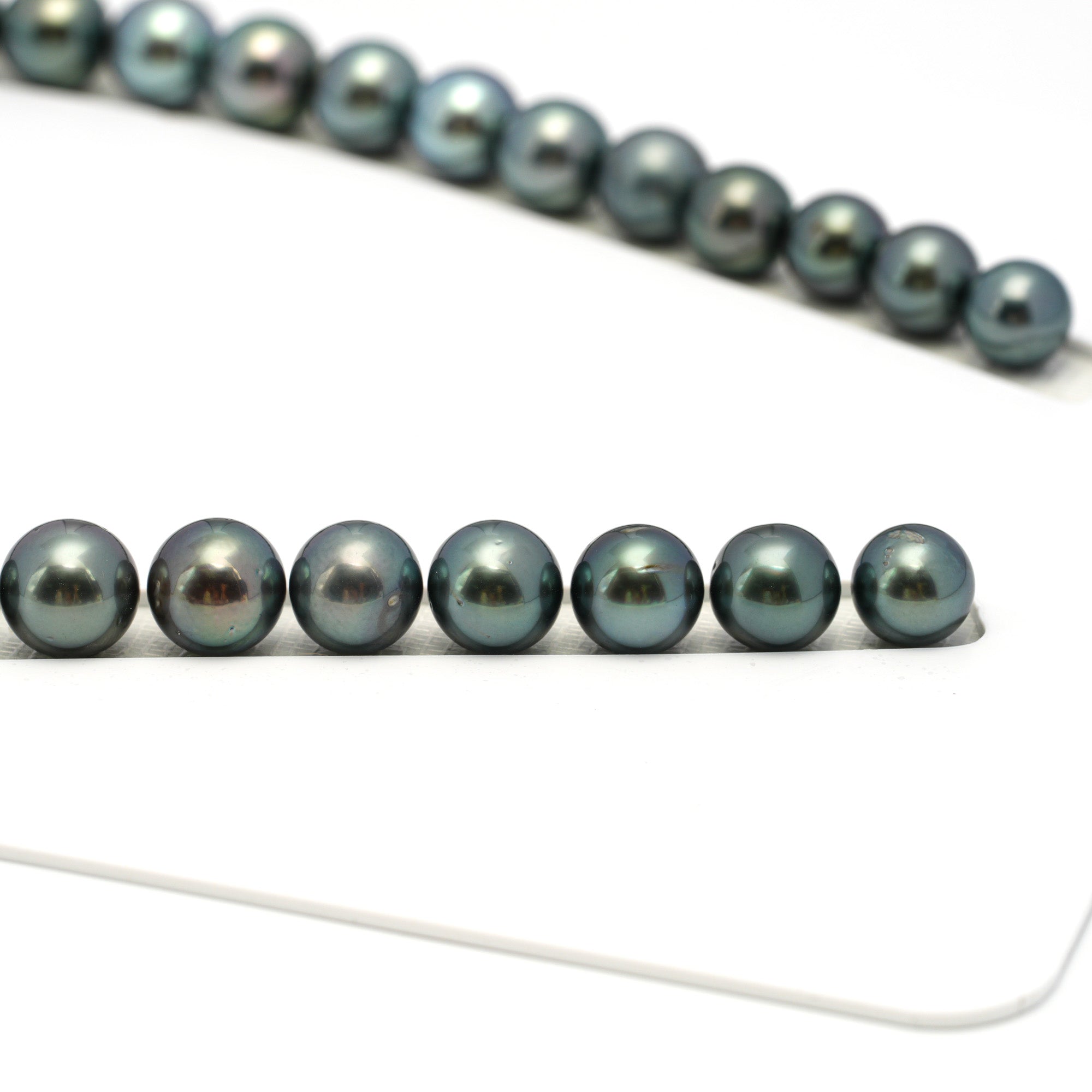 40pcs Blue Green 9-12mm - RSR AA Quality Tahitian Pearl Necklace NL1661 OR12