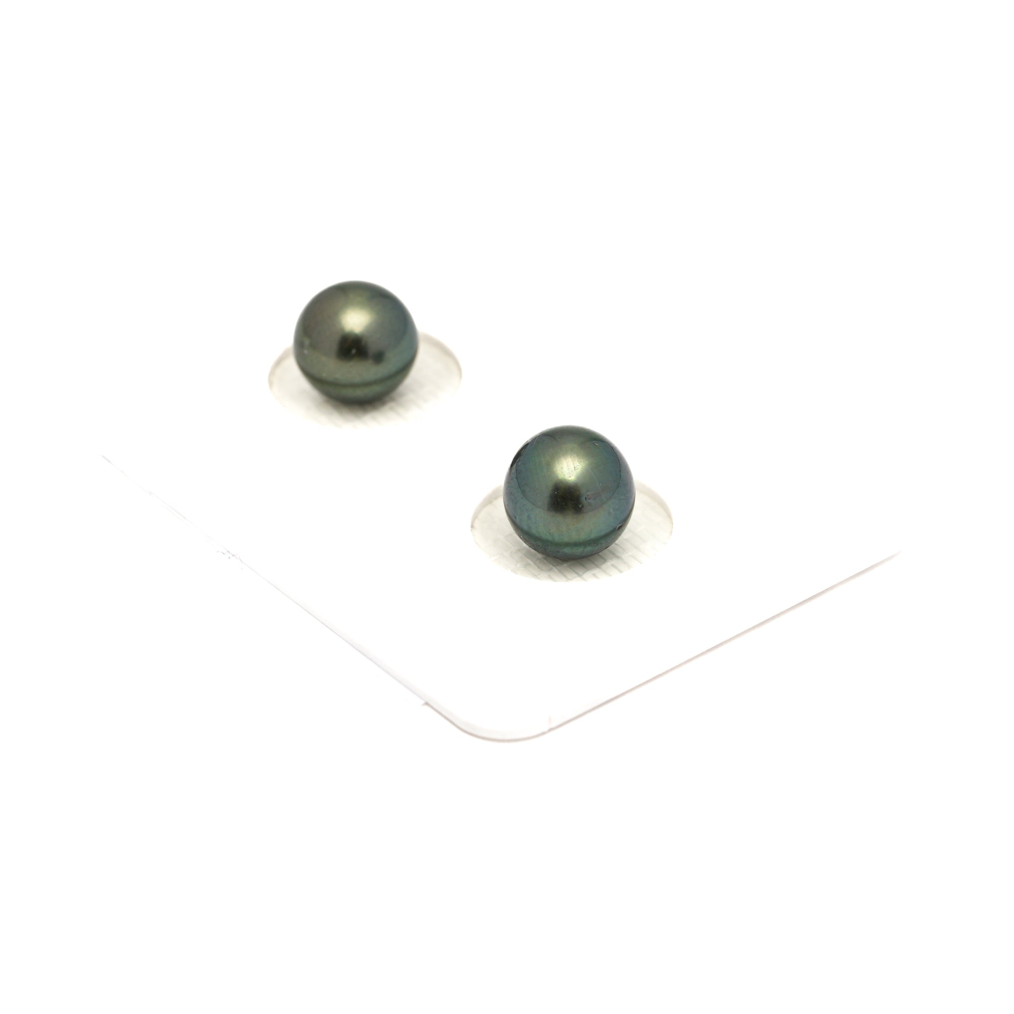 2pcs Blue Green 7.7-7.8mm - RSR AAA/AA Quality Tahitian Pearl Pair ER1782 NG19