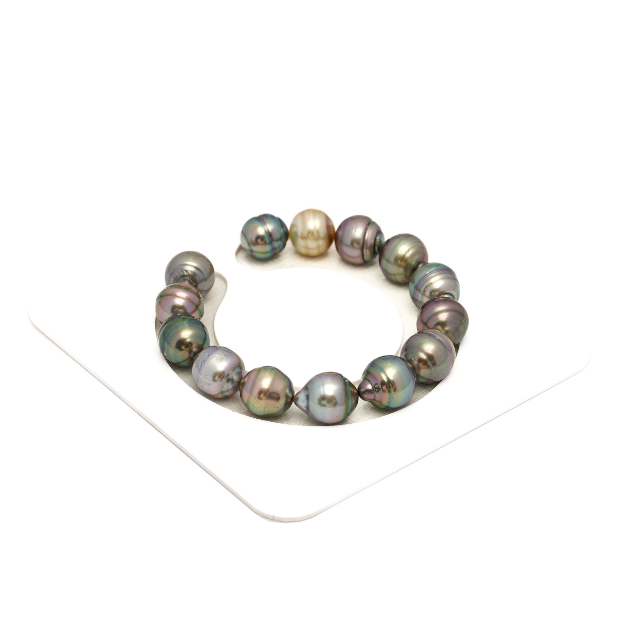 14pcs "High Luster" Multicolor 10-12mm - CL AAA/AA Quality Tahitian Pearl Bracelet BR2352 CMP9