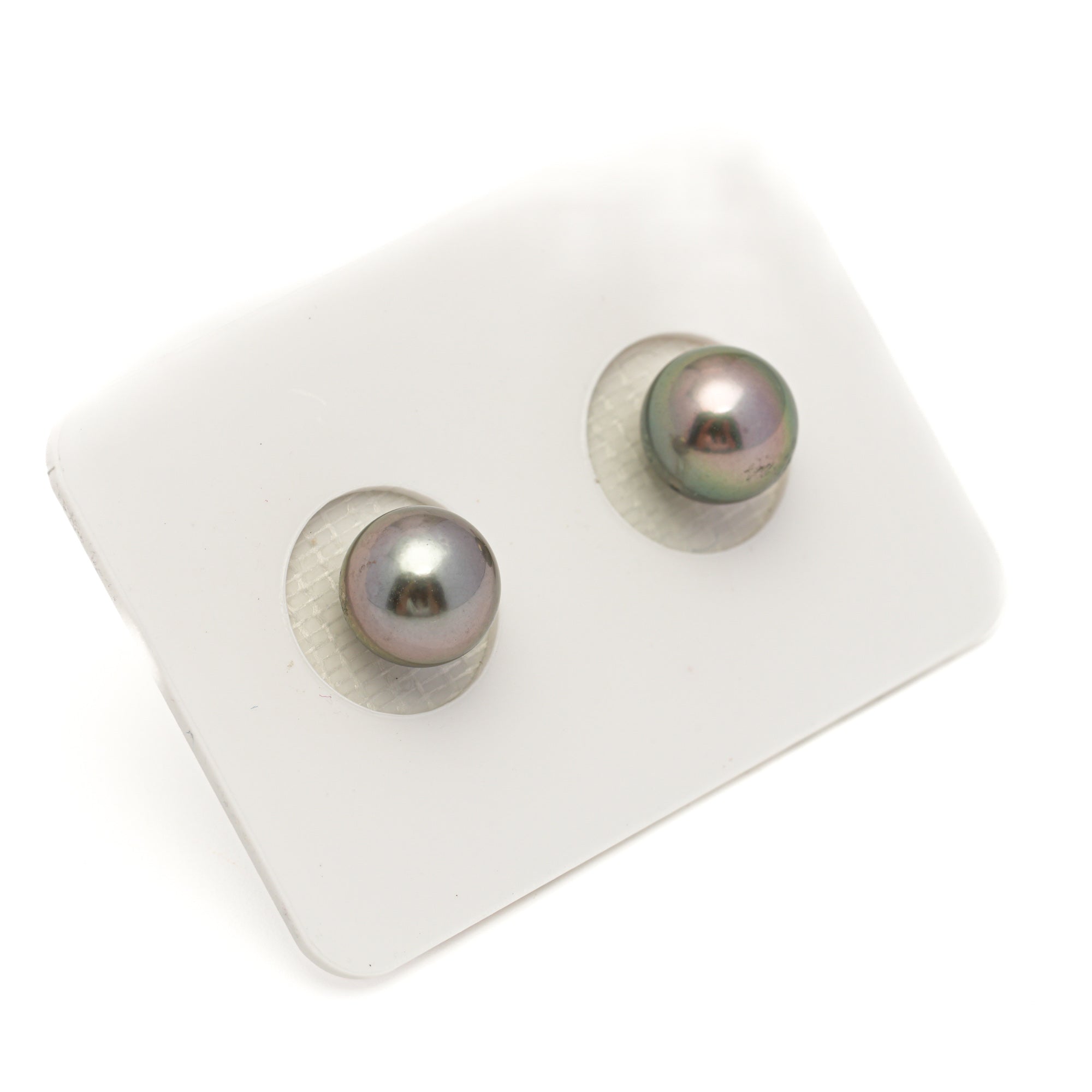 2pcs "High Luster" Green Cherry 8.4-8.5mm - RSR AAA/AA Quality Tahitian Pearl Pair ER1853 OR6