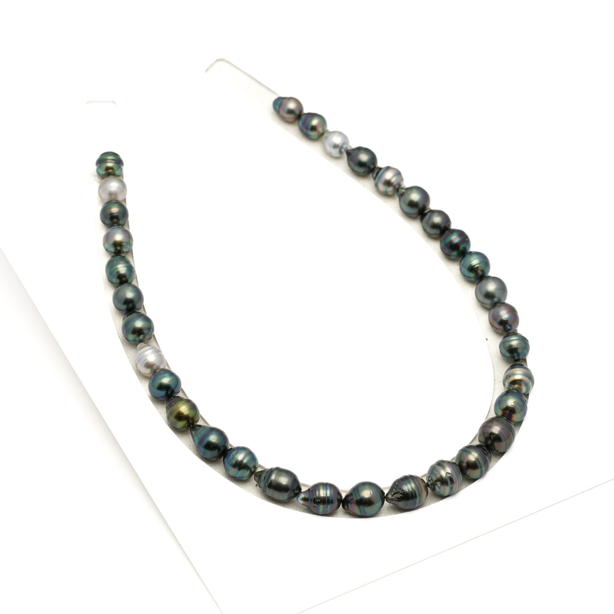 33pcs Green Mix 8-11mm - CL/SB AAA/AA Quality Tahitian Pearl Necklace NL1757 LP1