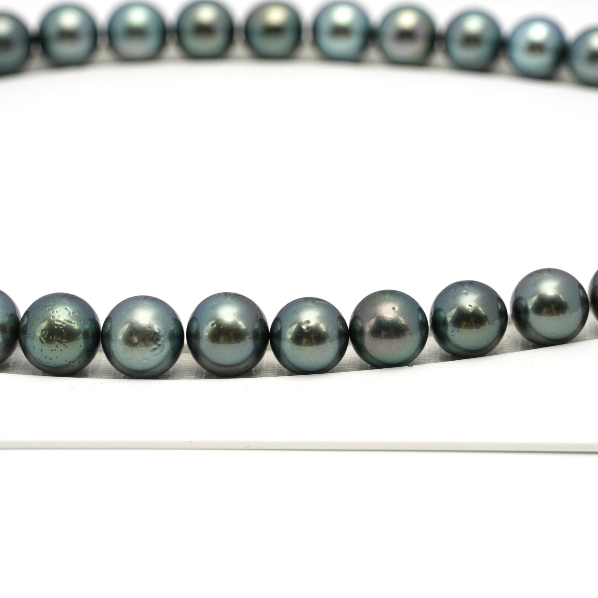 40pcs Blue Green 9-12mm - RSR AA Quality Tahitian Pearl Necklace NL1661 OR12