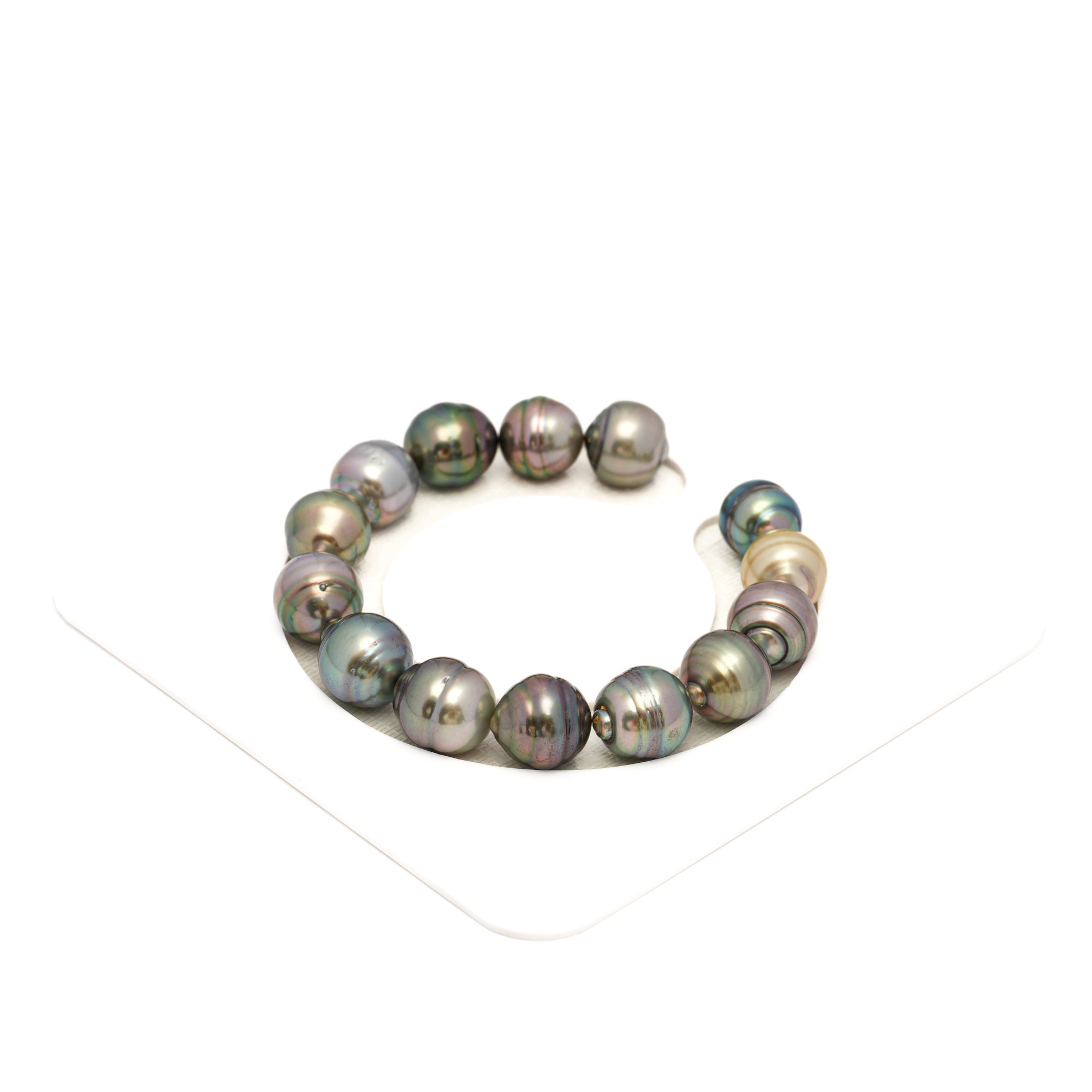 14pcs "High Luster" Multicolor 10-12mm - CL AAA/AA Quality Tahitian Pearl Bracelet BR2352 CMP9