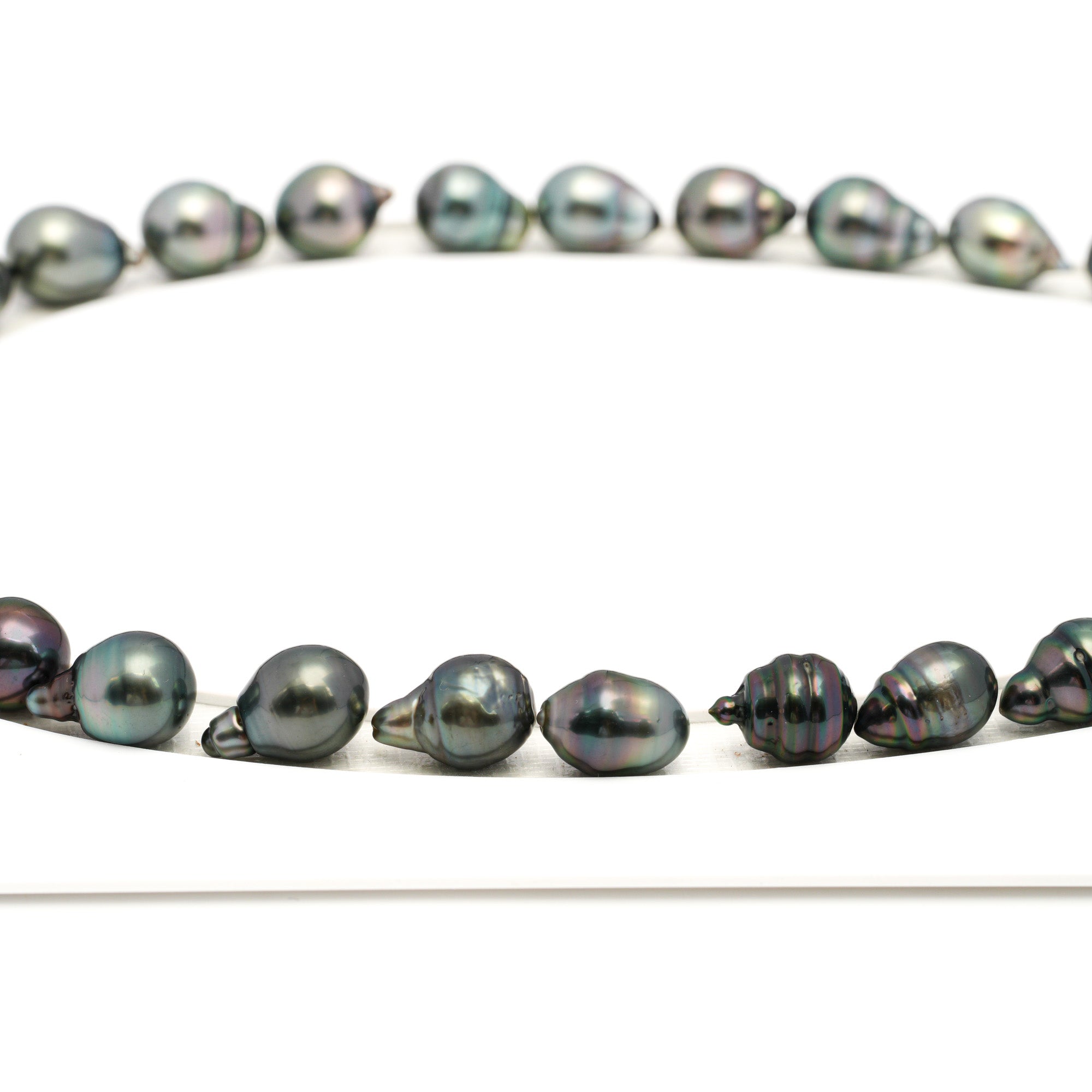 31pcs Green Mix 8-11mm - CL/SB AAA/AA Quality Tahitian Pearl Necklace NL1706 TH5