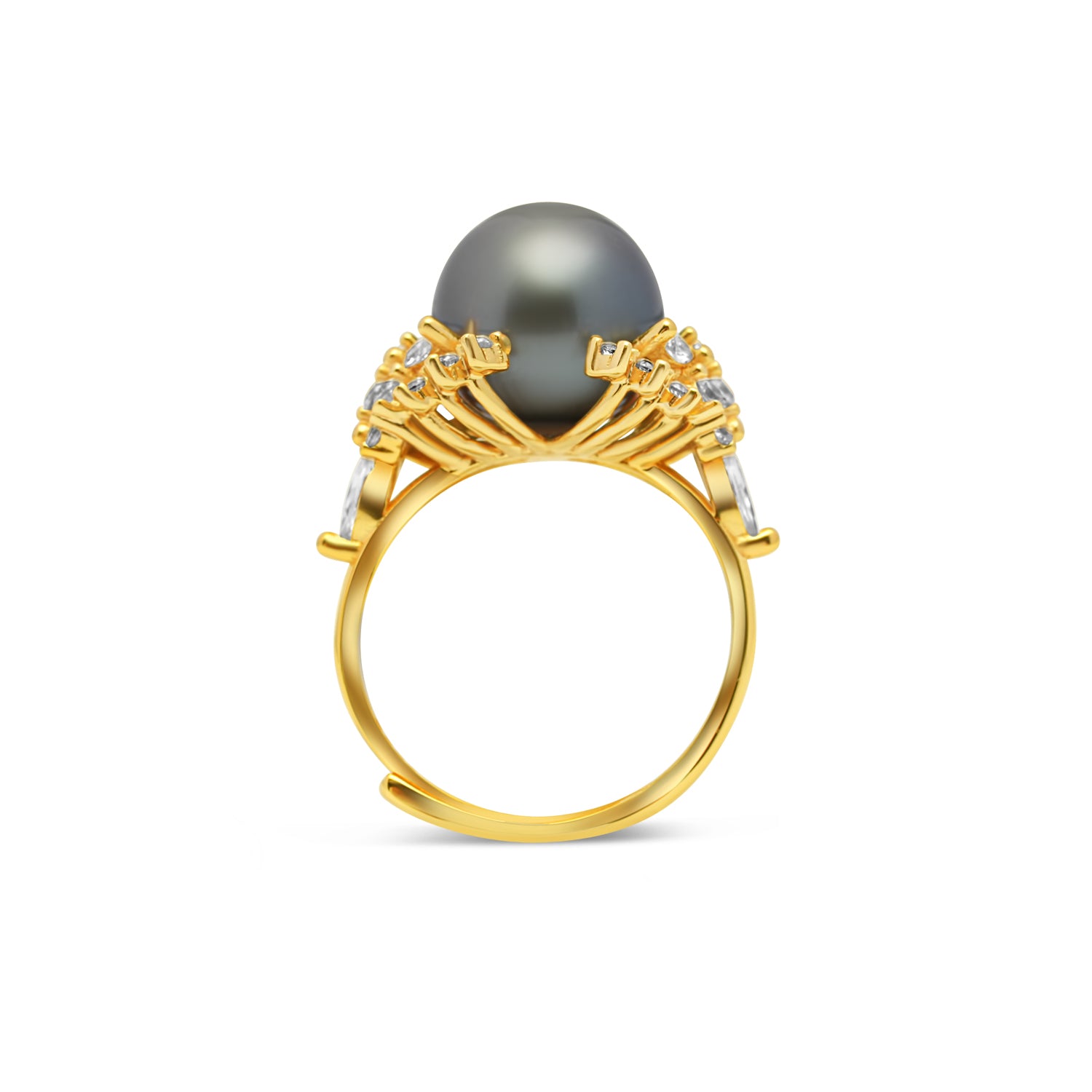 925 Sterling Silver Tahitian Pearl Ring SHM1401 OR11