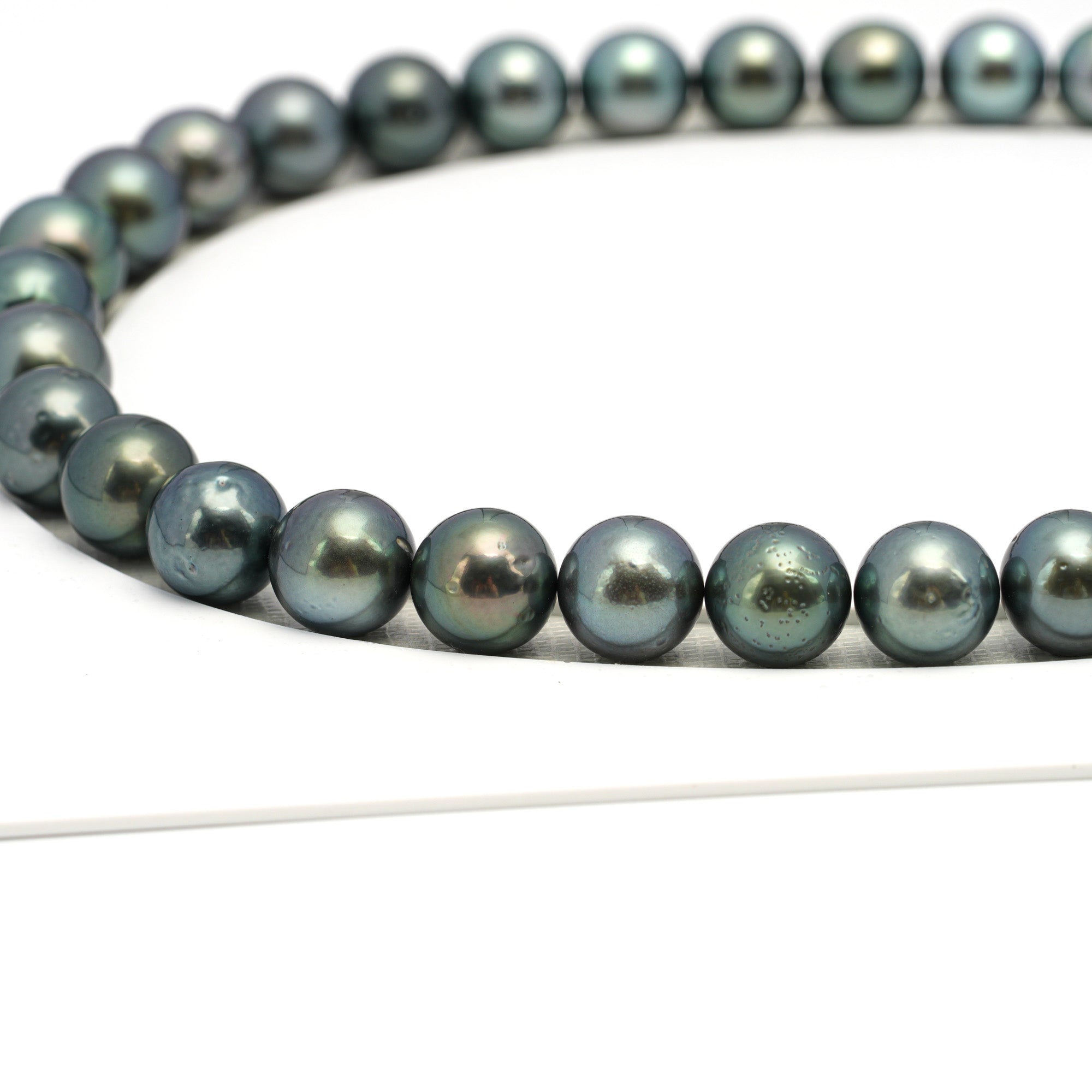 40pcs Blue Green 9-12mm - RSR AA Quality Tahitian Pearl Necklace NL1661 OR12