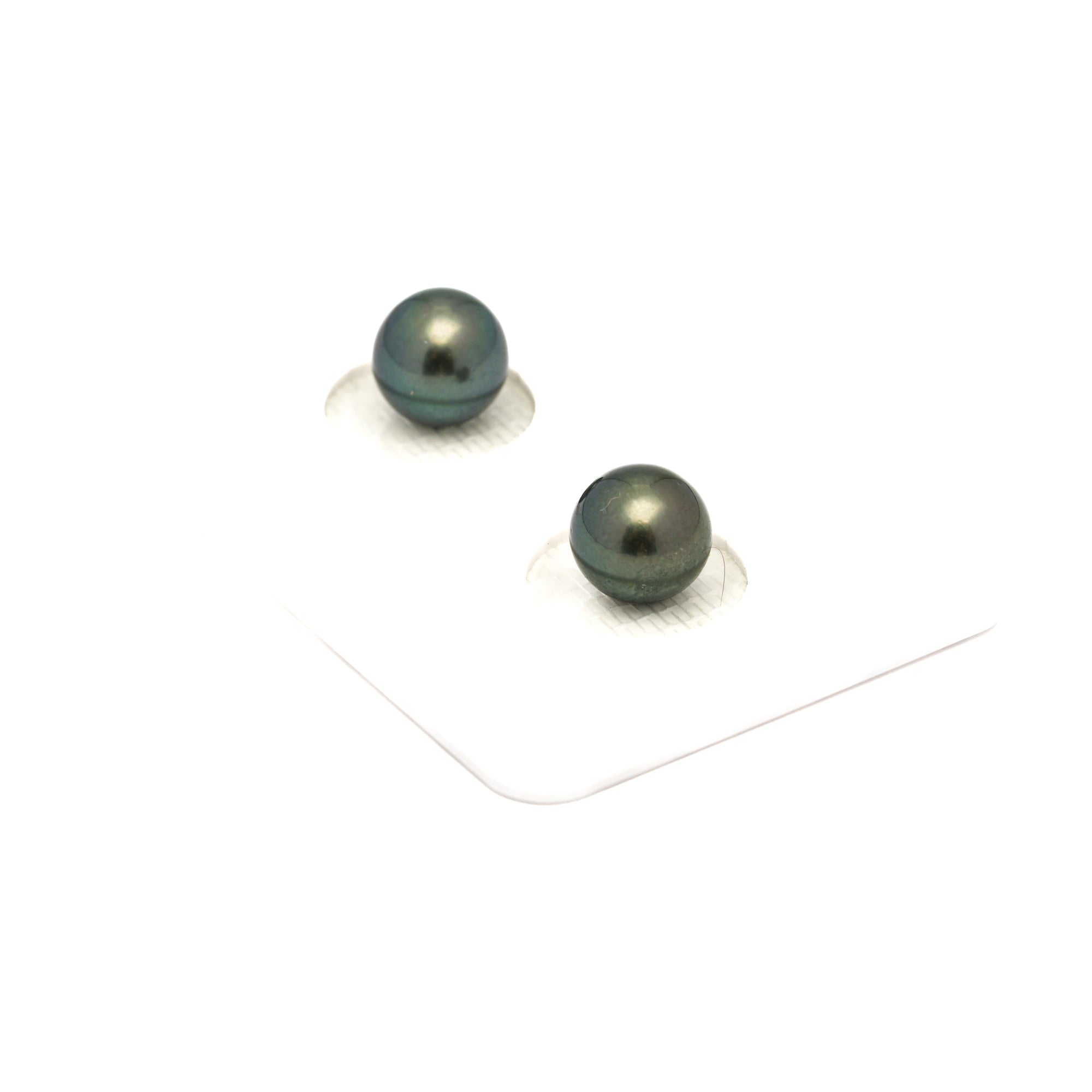 2pcs Blue Green 7.7-7.8mm - RSR AAA/AA Quality Tahitian Pearl Pair ER1782 NG19